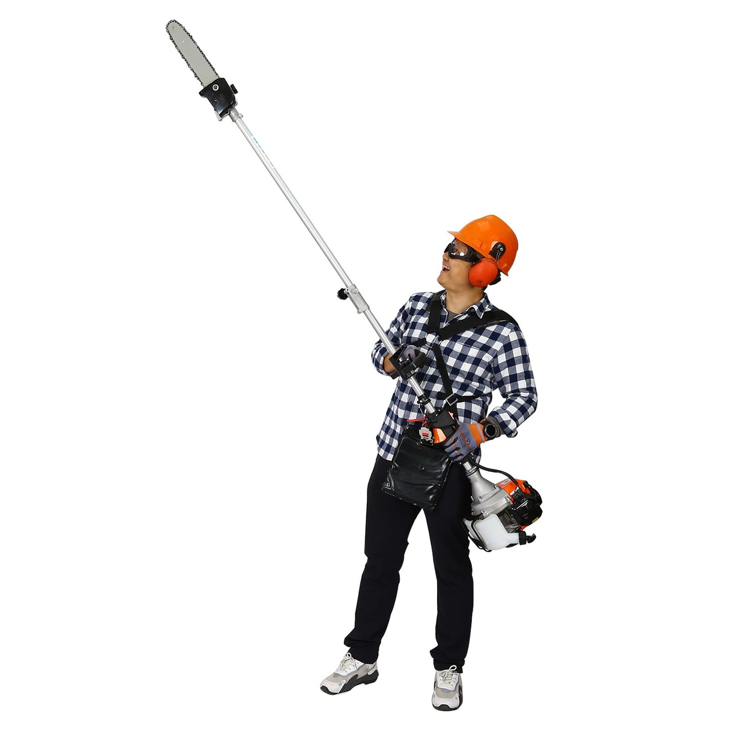 5 in 1 Multi-Functional Trimming Tool, 56CC 2-Cycle Garden Tool System with Gas Pole Saw, Hedge Trimmer, Grass Trimmer, and Brush Cutter EPA Compliant - Discount Msrp