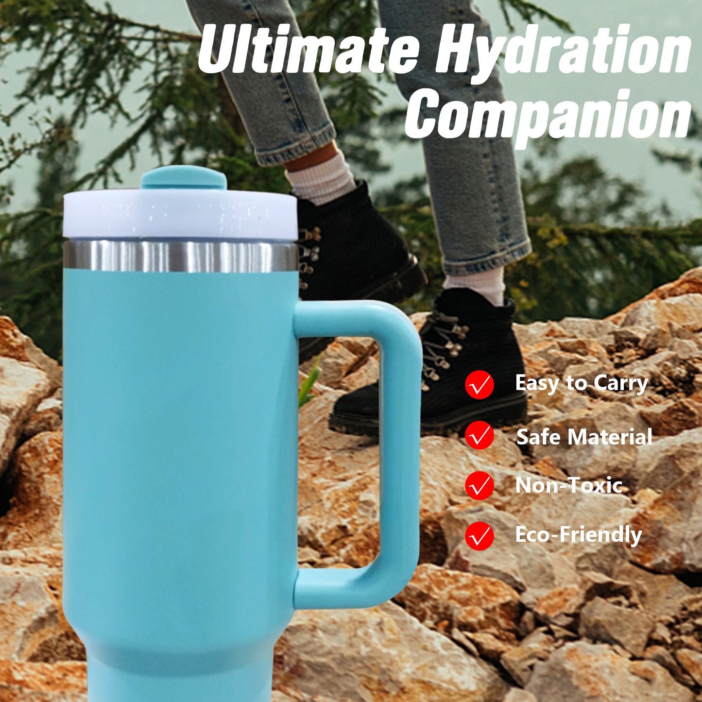 40oz V2 large capacity tumbler, With Handle And Straw Lid, Insulated Reusable Stainless Steel Water Bottles Travel Mug Coffee Cup car cup water cup For Men Women Outdoor Camping Driving, gift - Discount Msrp