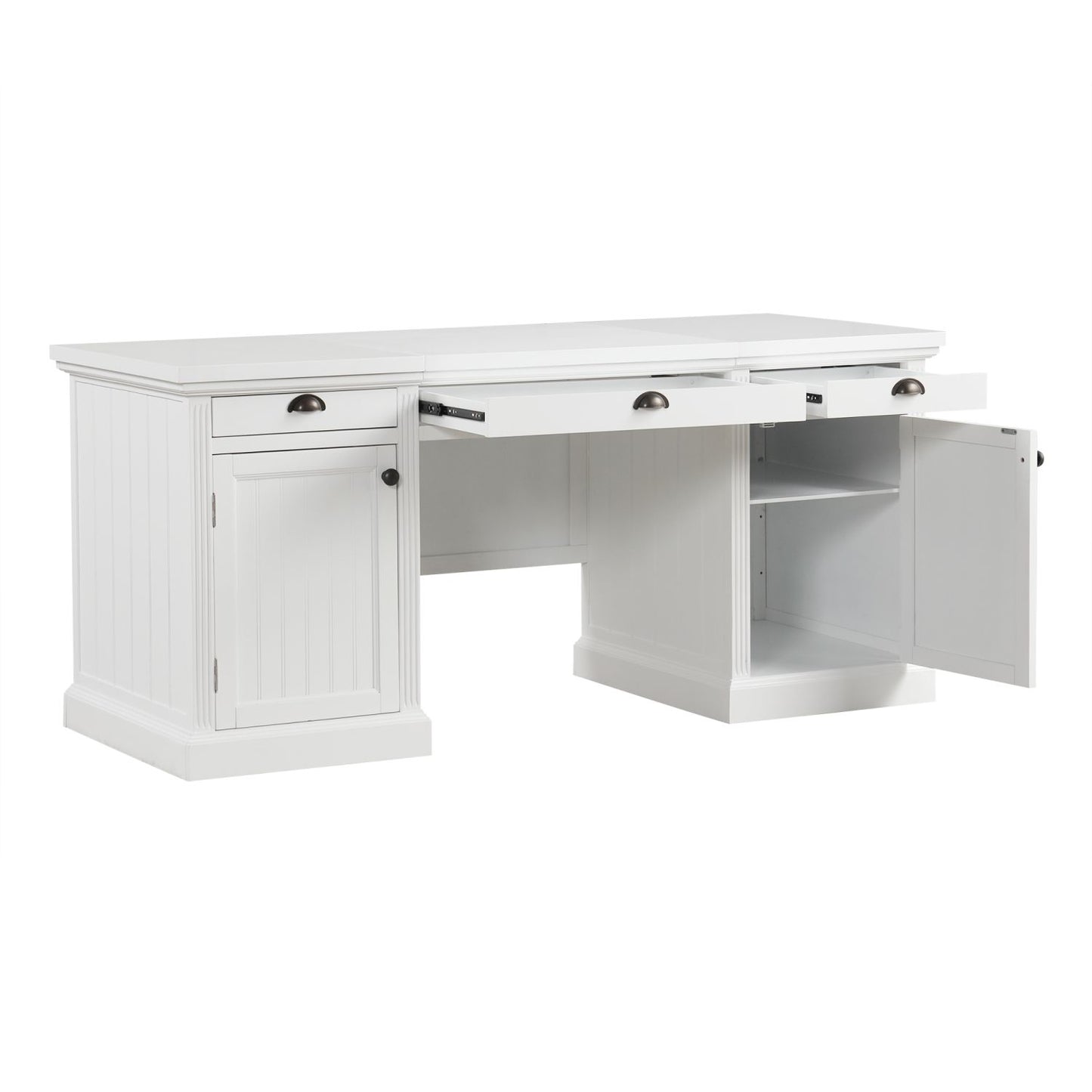 67''Modern Executive Desk,Computer Desk with 2 Storage Cabinet and 3 Drawers, Rectangle Home Office Desk with back ,Reading Desk,Writing Table,Workstation for Home Office,Living Room,study,White - Discount Msrp