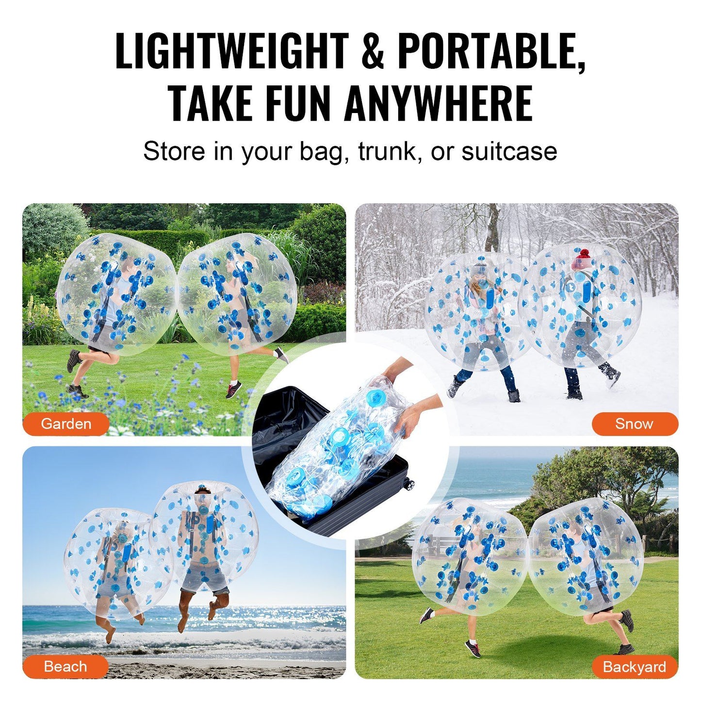 VEVOR Inflatable Bumper Ball 1-Pack, 4FT/1.2M Body Sumo Zorb Balls for Teen, 0.8mm Thick PVC Human Hamster Bubble Balls for Outdoor Team Gaming Play, Bumper Bopper Toys for Garden, Yard, Park - Discount Msrp