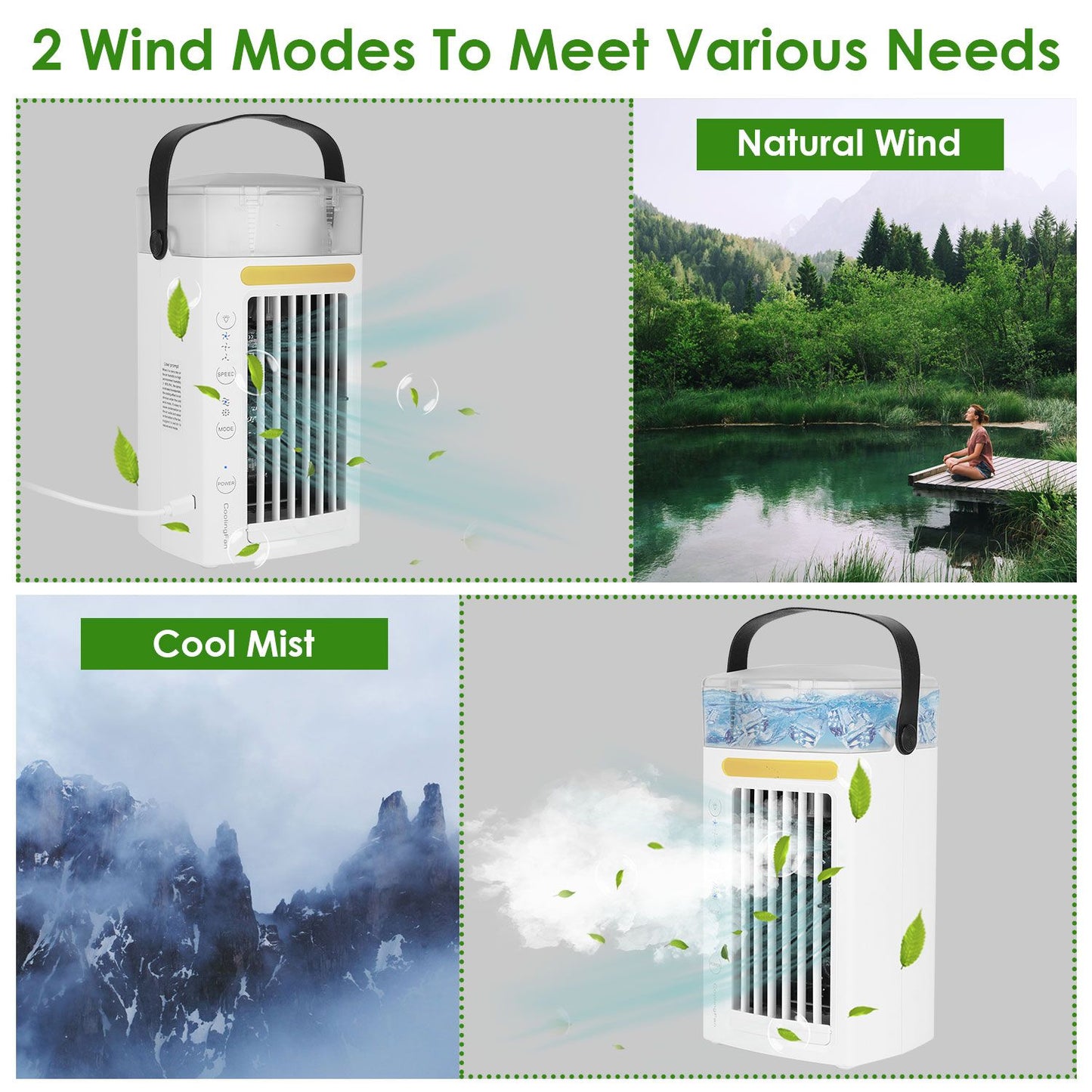 4 In 1 Portable Air Conditioner Fan Evaporative Air Cooler Water Fan - Discount Msrp