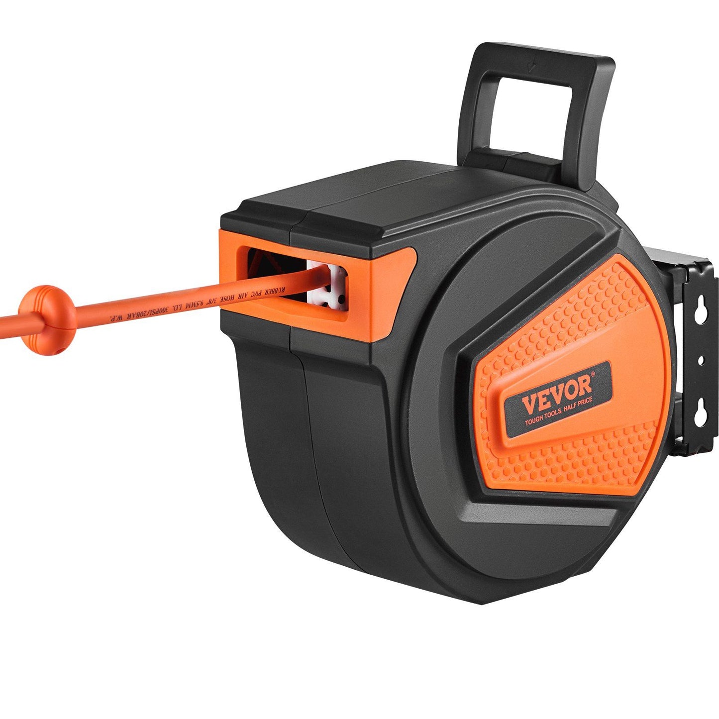 VEVOR Retractable Air Hose Reel, 3/8 IN x 50 FT Hybrid Air Hose Max 300PSI, Air Compressor Hose Reel with 5 ft Lead in, Ceiling / Wall Mount Enclosed Air Reel, 180° Swivel Mount - Discount Msrp