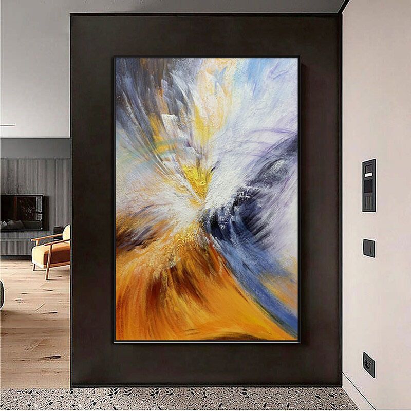 Gold Foil Picture Art Hand Painted Modern Abstract Oil Painting Canvas Wall Art Living Room Home Decor Painting - Discount Msrp