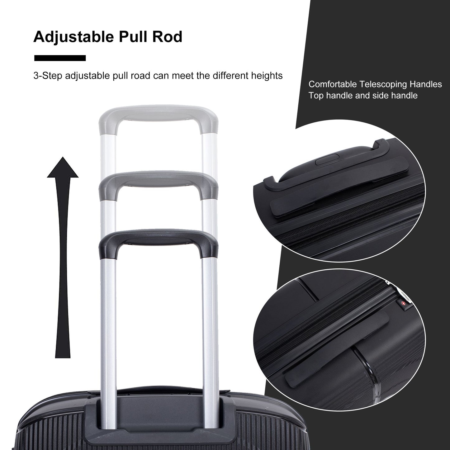 Expandable Hardshell Suitcase Double Spinner Wheels PP Luggage Sets Lightweight Durable Suitcase with TSA Lock,3-Piece Set (20/24/28) ,Black - Discount Msrp