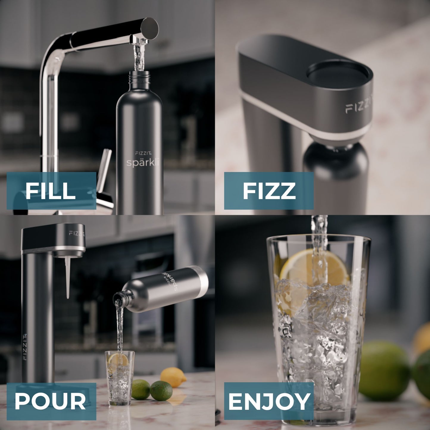 FIZZIT™ Spärklï Carbonated Water Soda Maker with Stainless Steel Bottle – Eco-Friendly, Dishwasher Bottles - Sparkling Water Maker - Discount Msrp