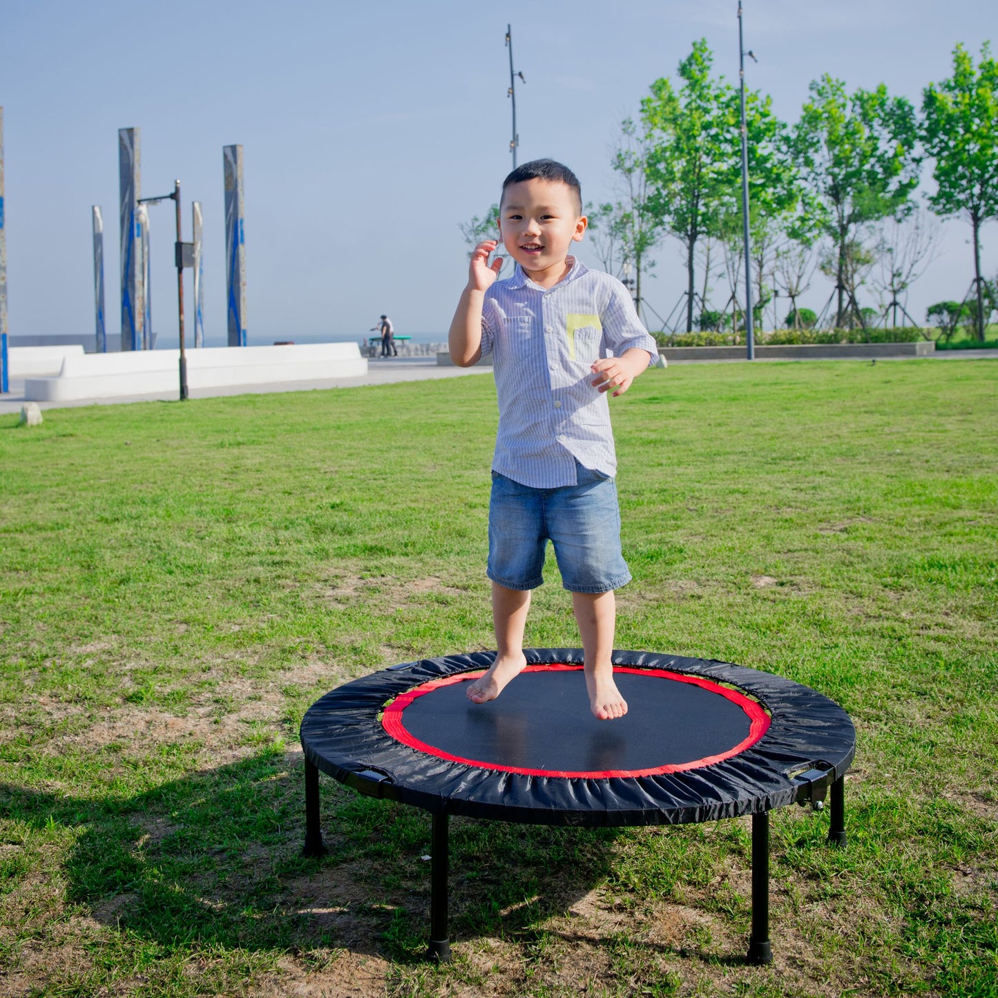 40 Inch Mini Exercise Trampoline for Adults or Kids - Indoor Fitness Rebounder Trampoline with Safety Pad | Max - Discount Msrp