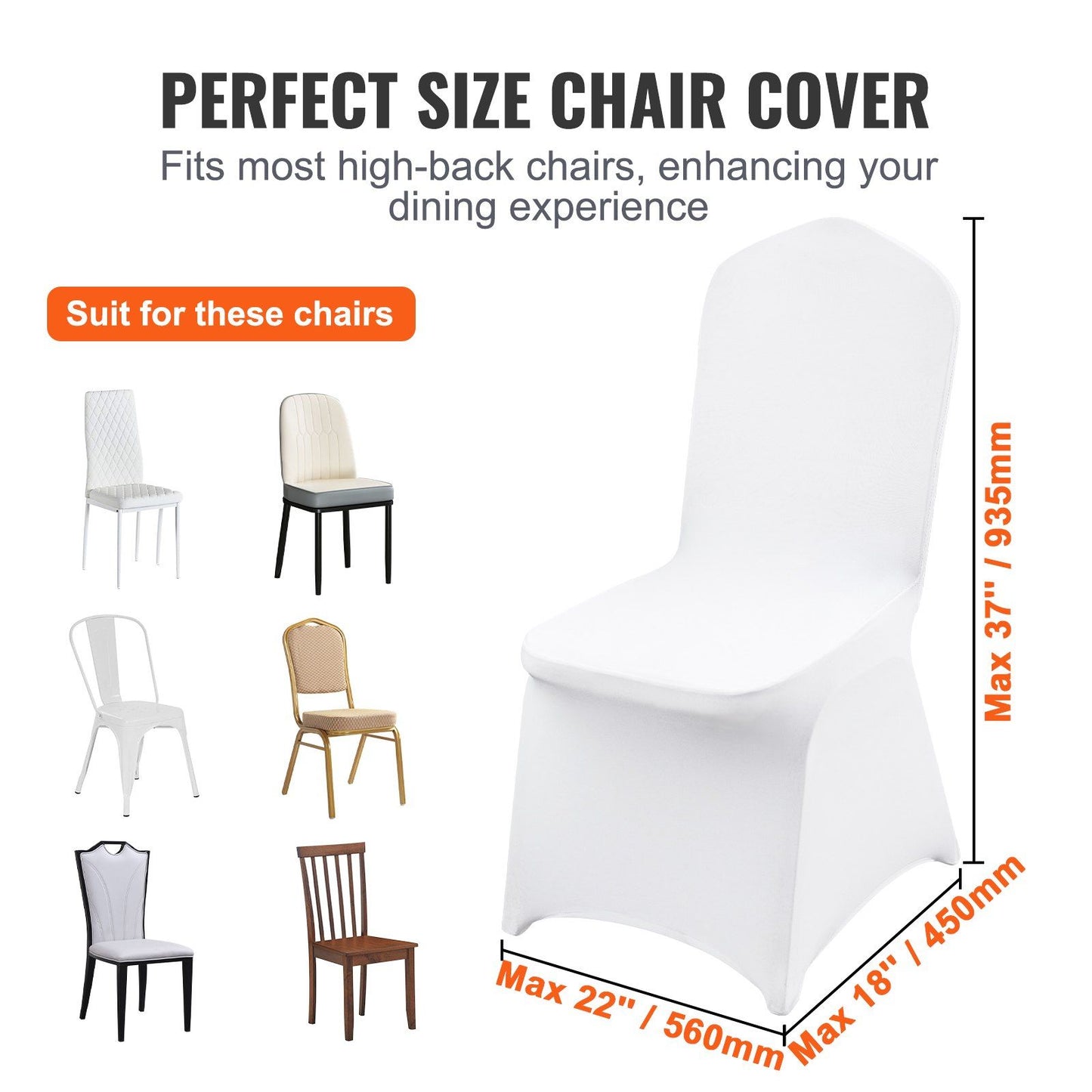 VEVOR Stretch Spandex Folding Chair Covers, Universal Fitted Chair Cover, Removable Washable Protective Slipcovers, for Wedding, Holiday, Banquet, Party, Celebration, Dining (50PCS White) - Discount Msrp