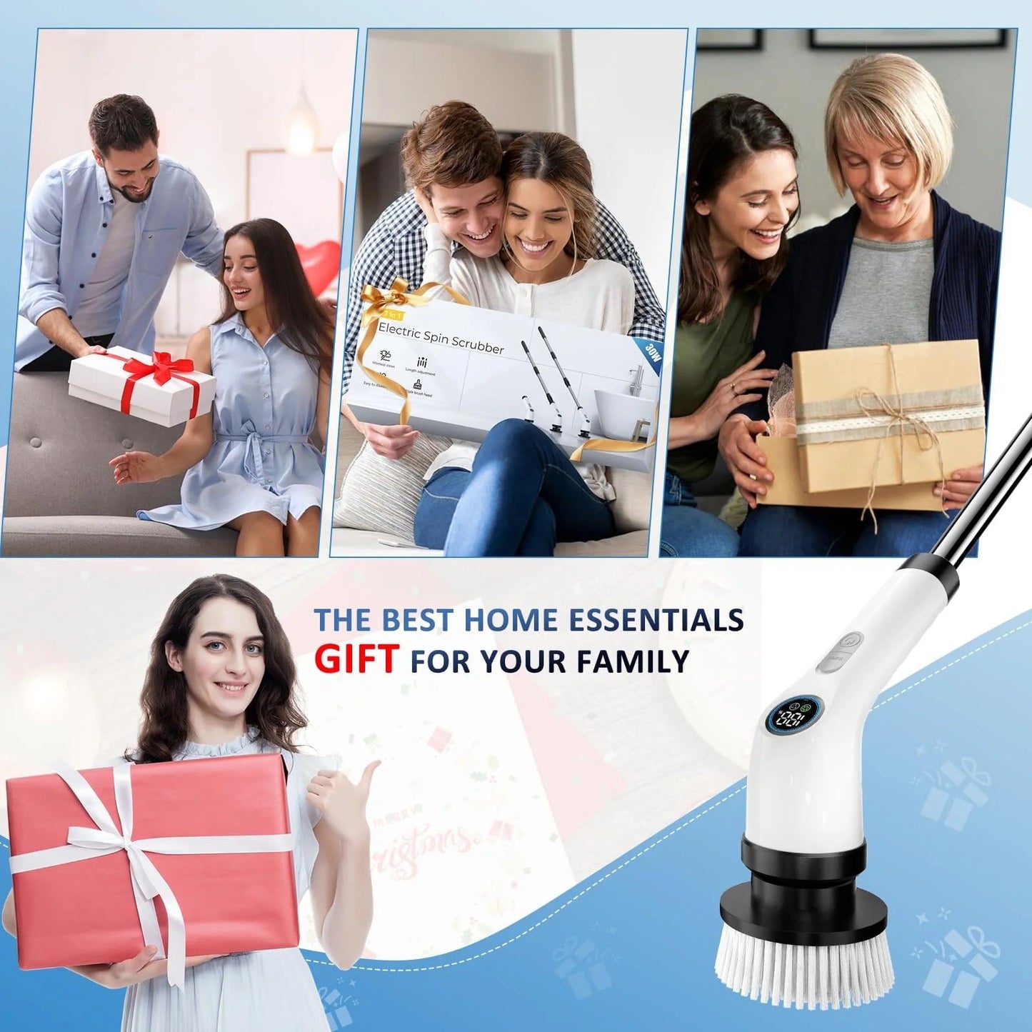 Electric Spin Scrubber,Cordless Cleaning Brush, Extendable Handle, 7 Replaceable Heads,White - Discount Msrp