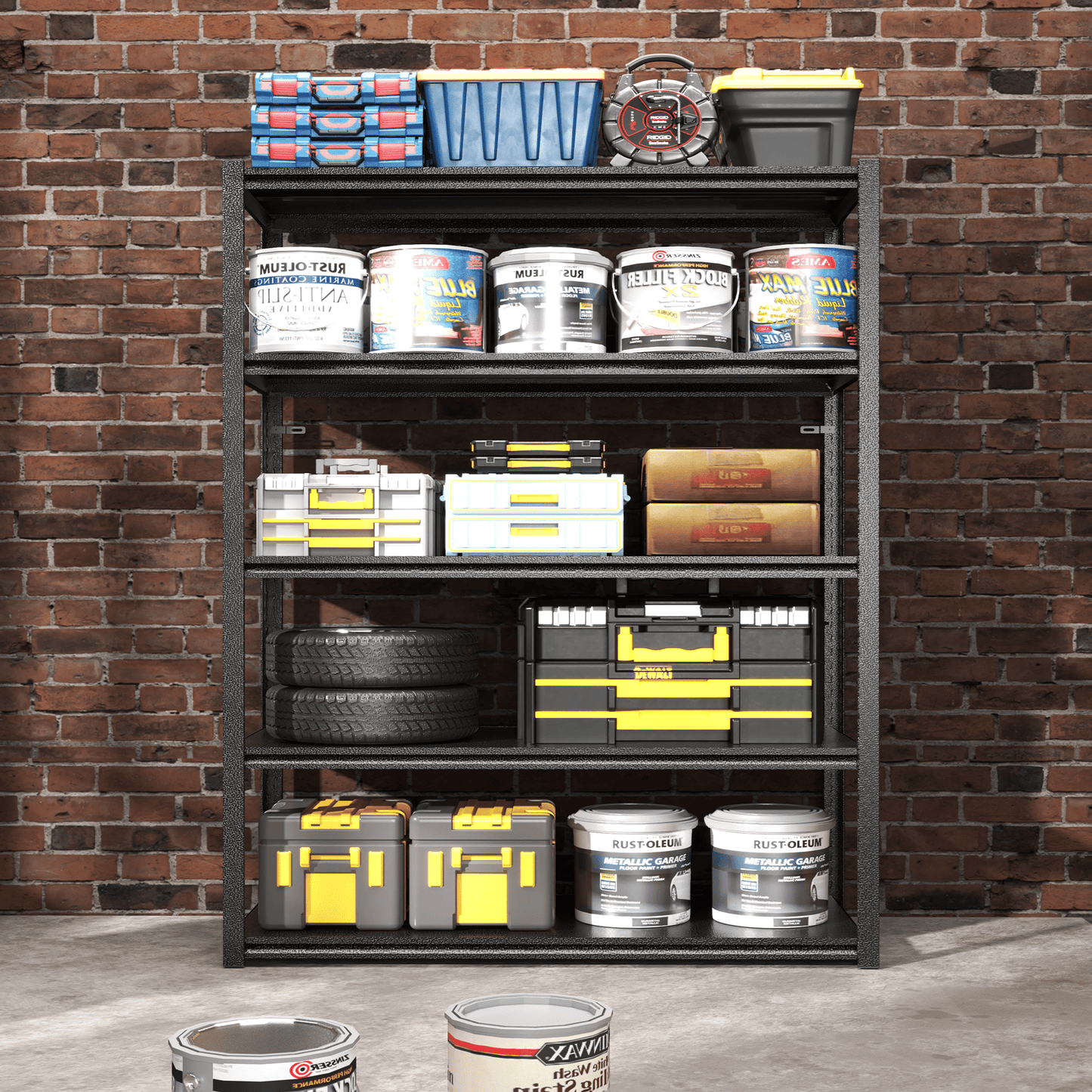 78"H 5 Tier Metal Shelves for Storage Garage Shelving 2000LBS Heavy Duty Storage Shelves Adjustable Garage Shelf Industrial Shelving Unit Storage Utility Rack,47.2"W*18"D*78"H,Black - Discount Msrp