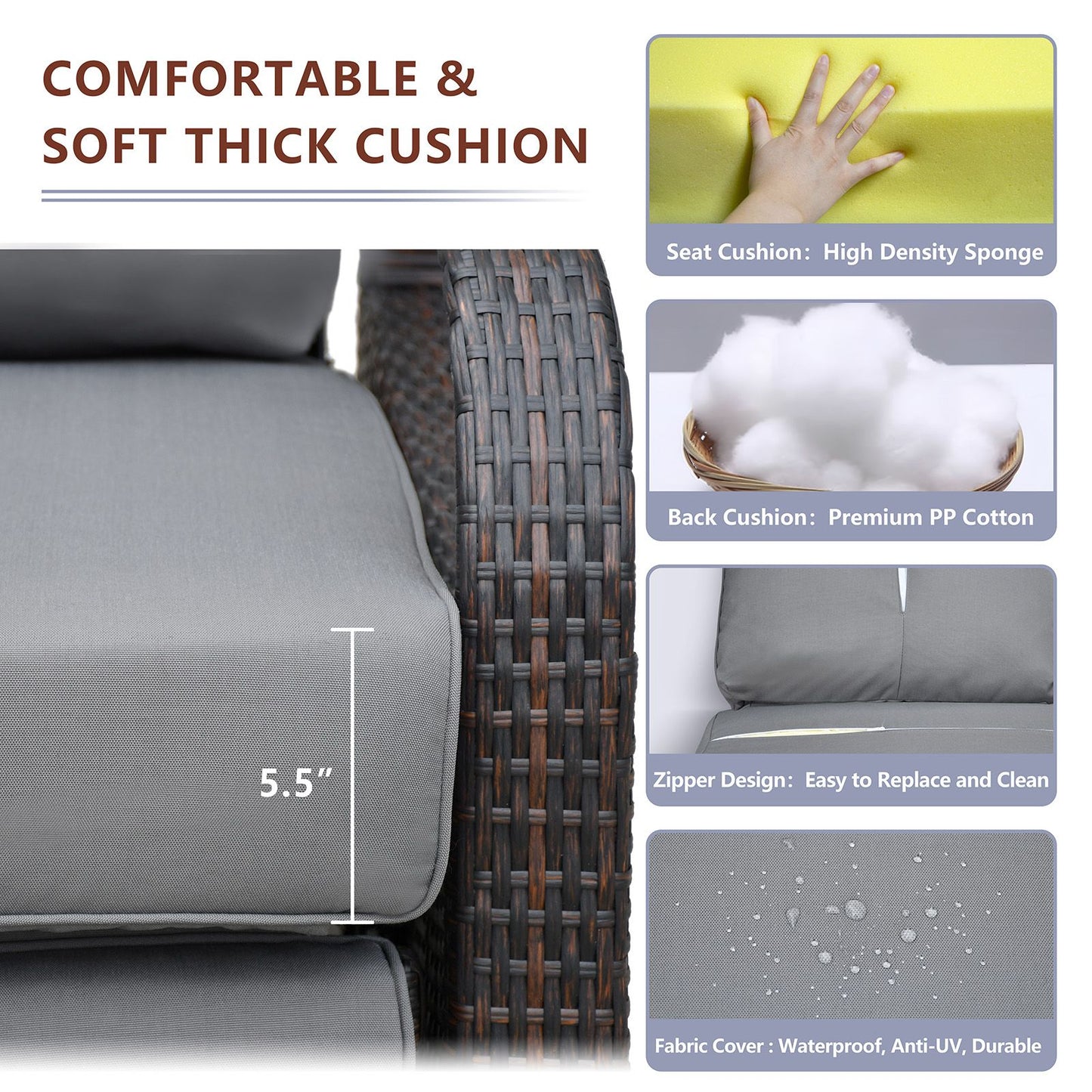 Outdoor Recliner Chair; Automatic Adjustable Wicker Lounge Recliner Chair with 5.12'' Thicken Cushion - Discount Msrp