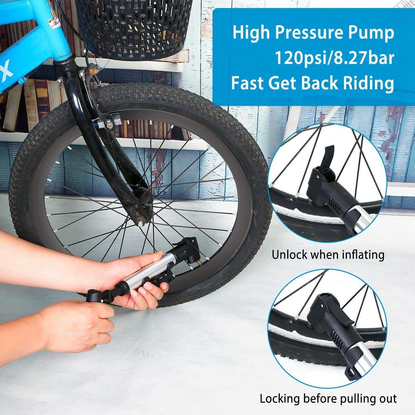 Mini Bike Pump Portable Bicycle Tire Inflator Ball Air Pump w/ Mount Frame For Mountain Road Bike Presta Schrader - Discount Msrp