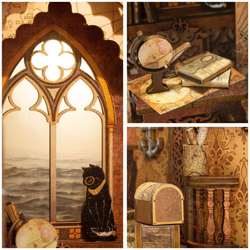 CUTEBEE Book Nook Kit, DIY Booknook Miniature House Tiny House 3D Wooden Puzzle Dollhouse Kit for Adults and Teens, Bookshelf Insert Decor, DIY Craft Gift Model Build - Discount Msrp