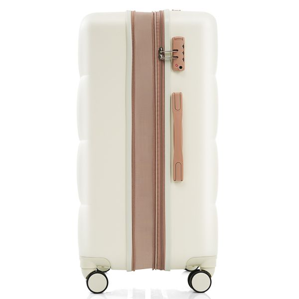 Luggage Sets 3 Piece, 20-inch with USB Port and front opening design, ABS Hard Shell Luggage with Spinner Wheels, Cup Holder, white - Discount Msrp