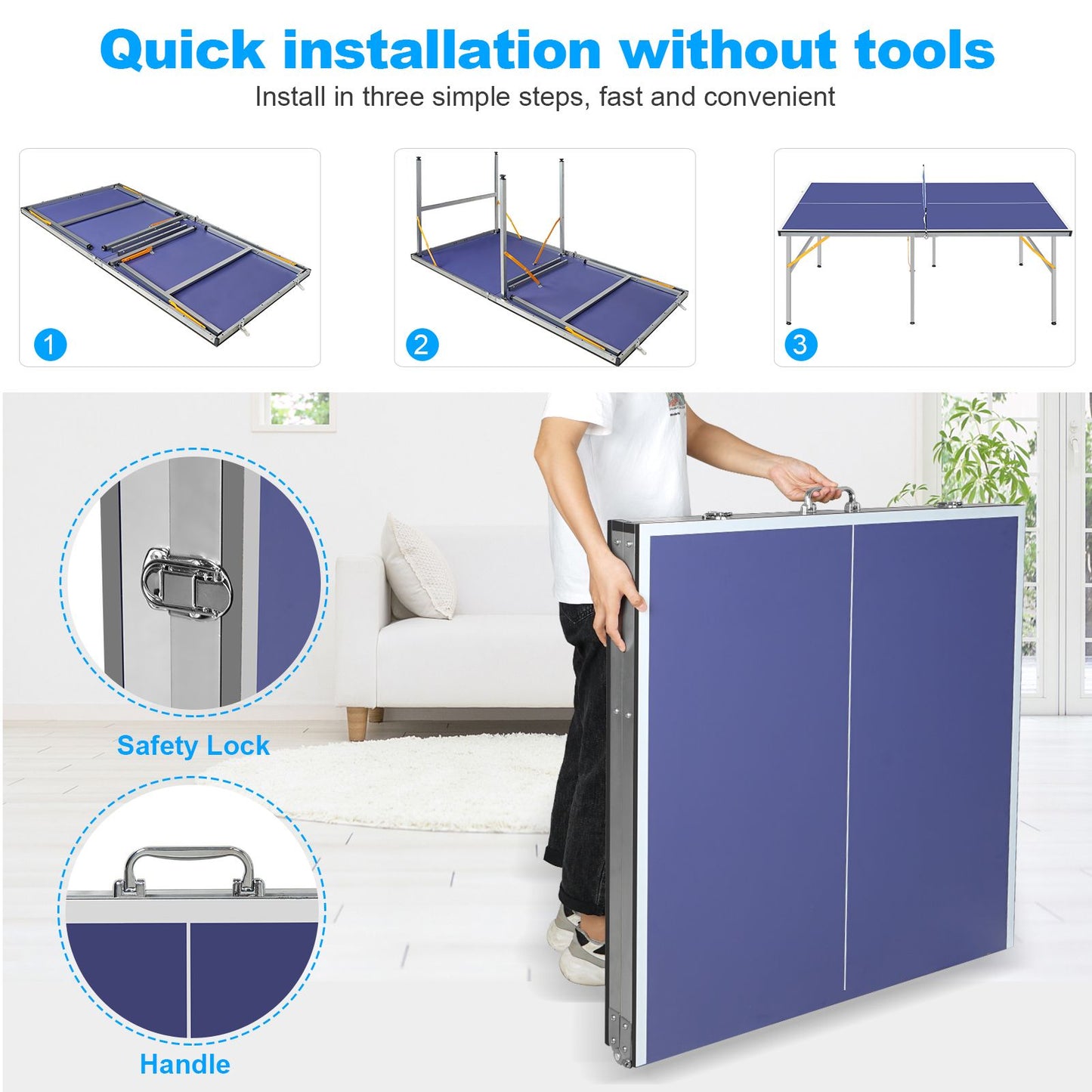 6ft Mid-Size Table Tennis Table Foldable & Portable Ping Pong Table Set for Indoor & Outdoor Games with Net, 2 Table Tennis Paddles and 3 Balls - Discount Msrp