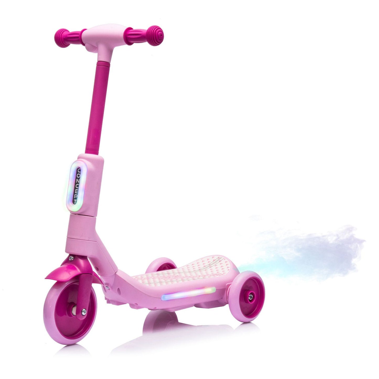 2in1 Kids Ride On Three-Wheel Electric Scooter,Tail Color Lights W/Spray,Wider Pedal,PU Wheels For Effective Floor Protection,Independent Light Switch With Music,One Button Acceleration For Kids 3+ - Discount Msrp