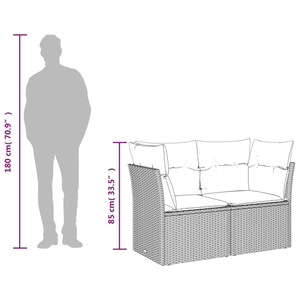Garden Sofa Set Grey PE rattan, Powder-coated steel, Tempered glass - Discount Msrp