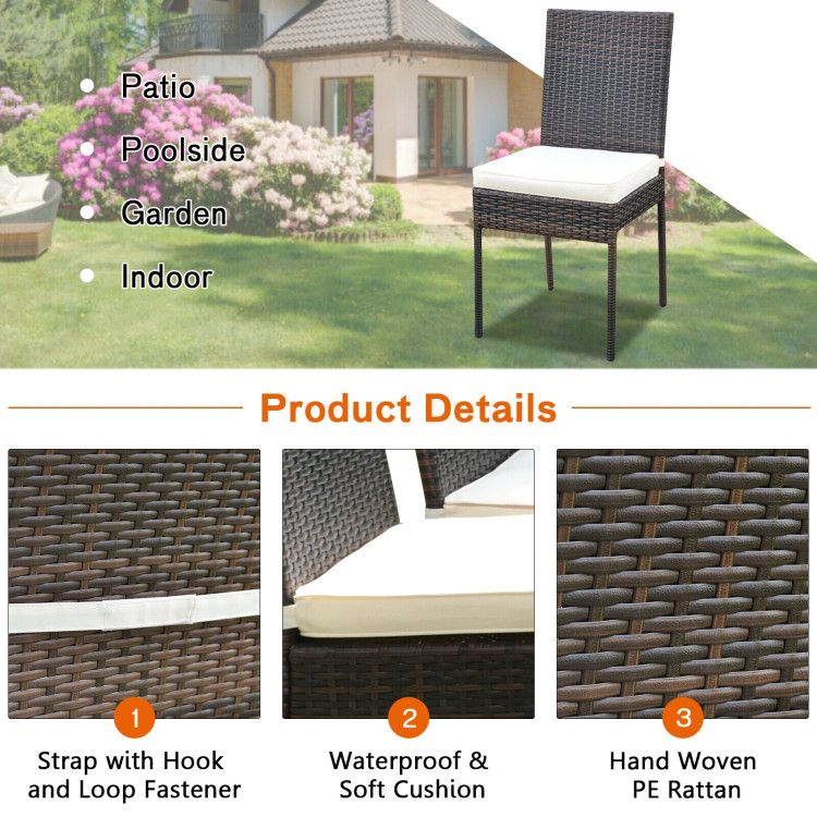 5 Pieces Rattan Dining Set with Glass Table and High Back Chair - Discount Msrp