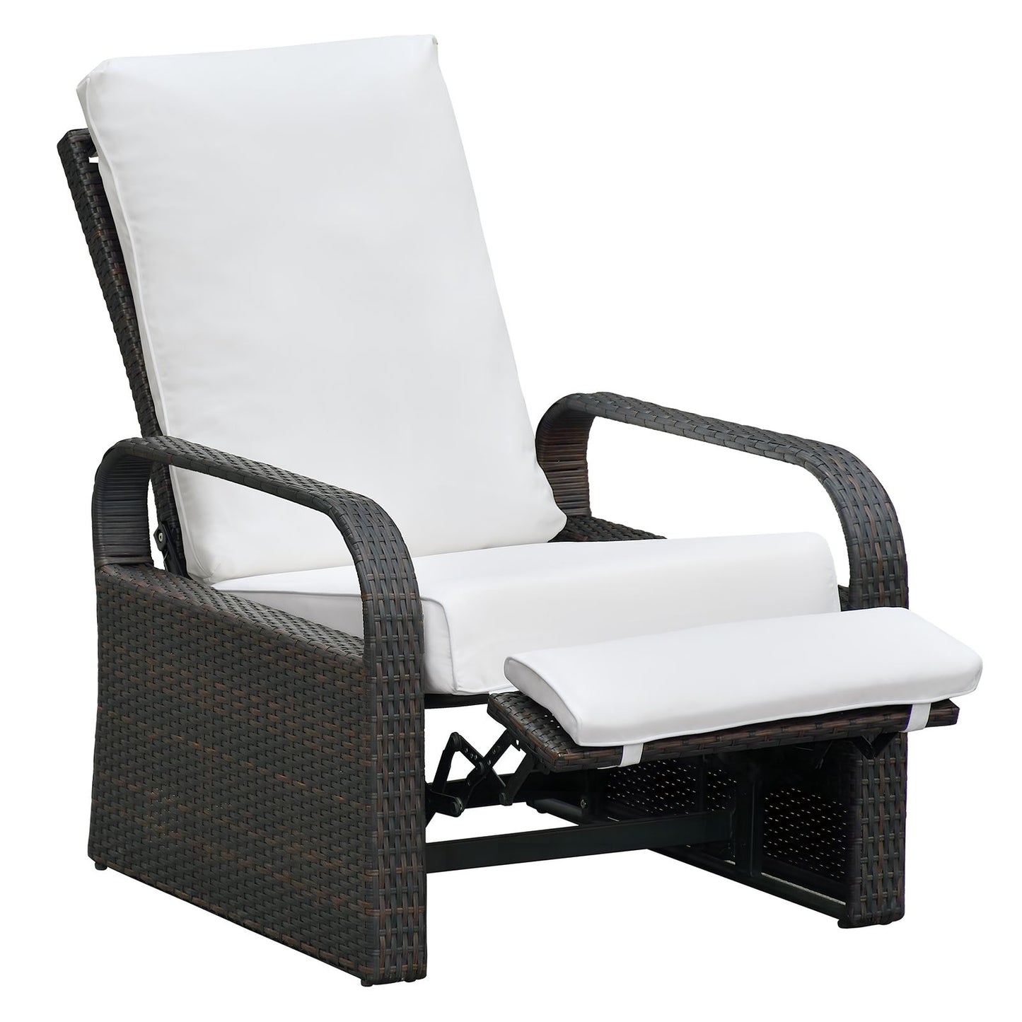 Outdoor Recliner Chair; Automatic Adjustable Wicker Lounge Recliner Chair with 5.12'' Thicken Cushion - Discount Msrp