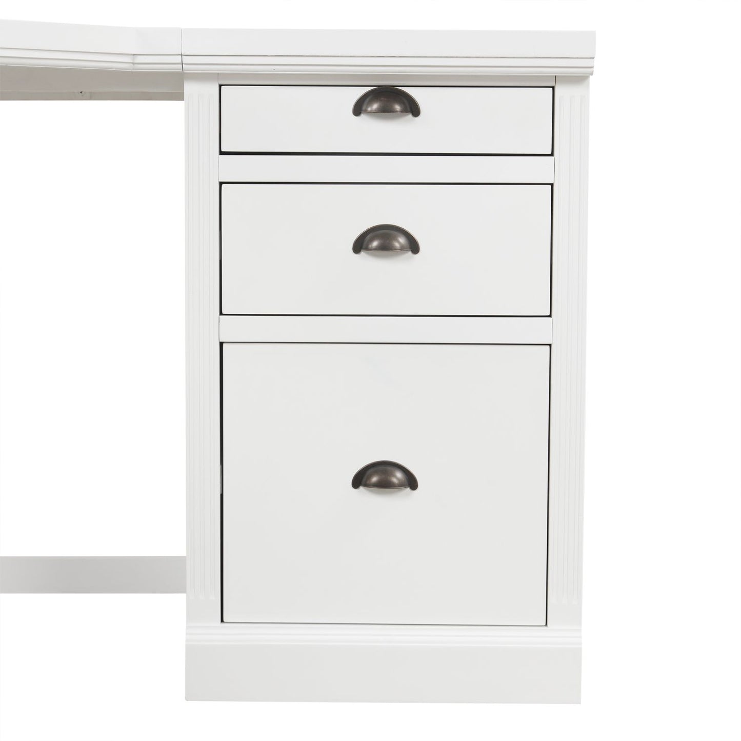 57.68" Modern L Shaped Executive Desk with 2 Storage Cabinets and 3 Drawers,Corner Writing Desk,Office Desk Furniture,Computer Desks with Depth Workstation for Home Office,Living room,White - Discount Msrp