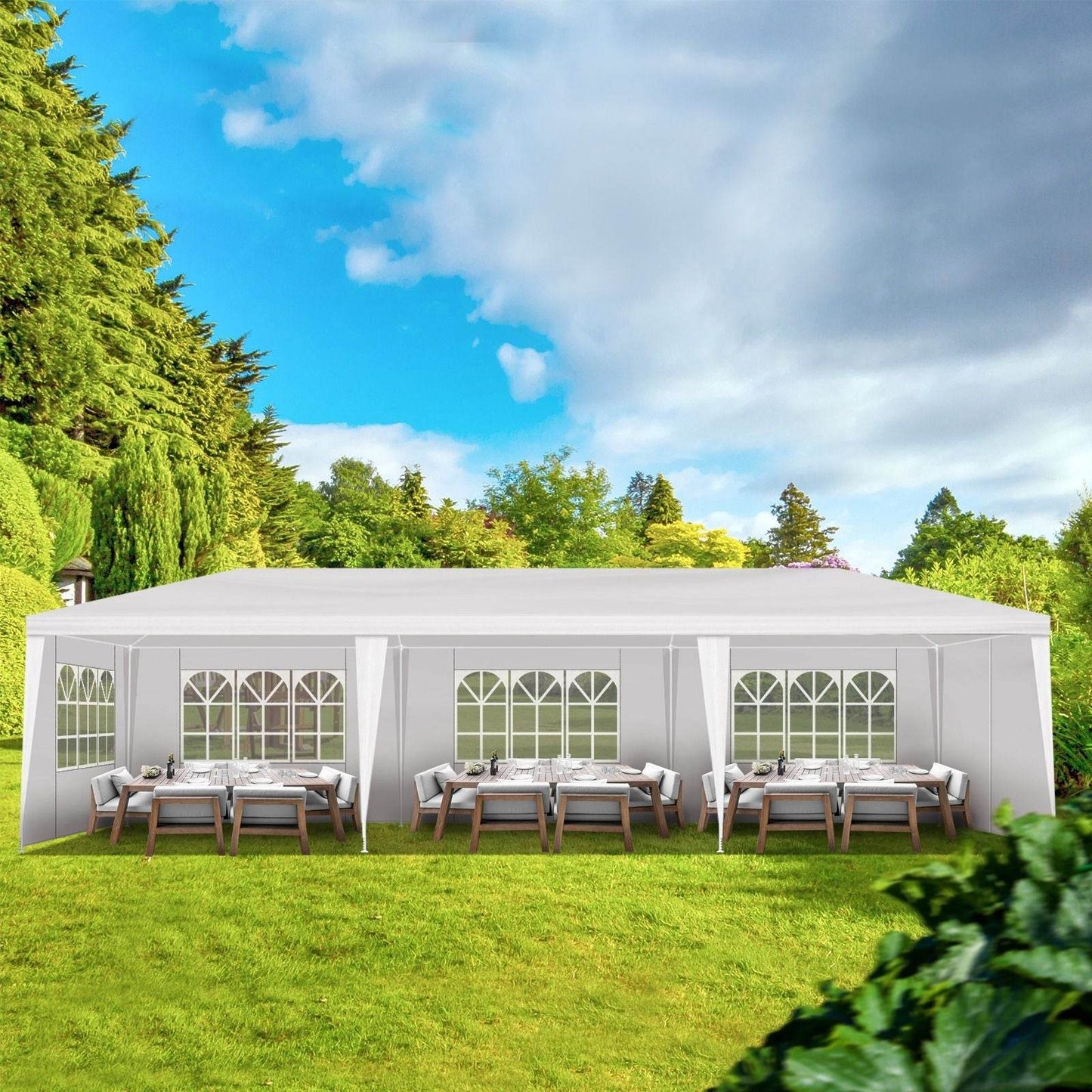 1 Set of 10'x30' Party Tent Canopy for Outdoor Weddings, Heavy-Duty Waterproof Event Shelter with Removable Sidewalls, Ideal for Parties, Booths, and Gatherings. - Discount Msrp