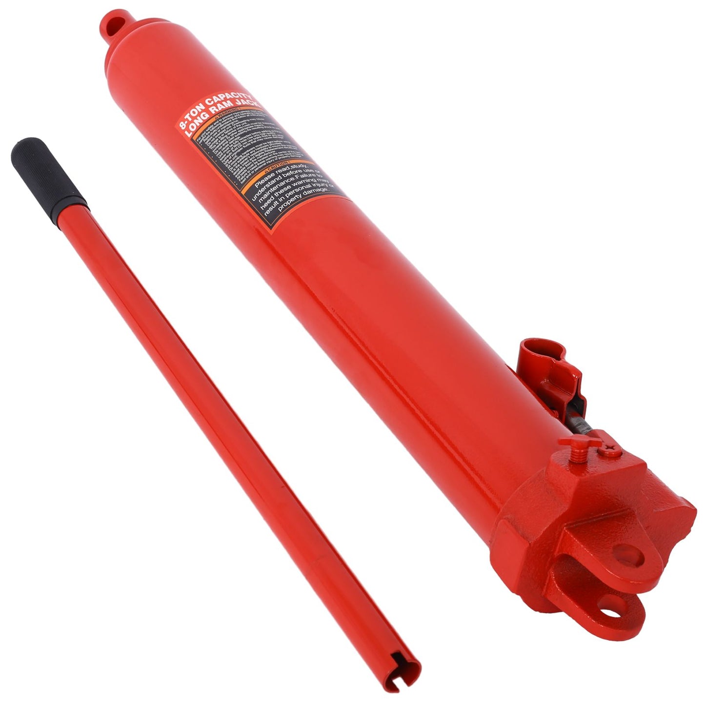 Hydraulic Long Ram Jack with Single Piston Pump and Clevis Base (Fits: Garage/Shop Cranes, Engine Hoists, and More): 8 Ton (16,000 lb) Capacity, Red - Discount Msrp