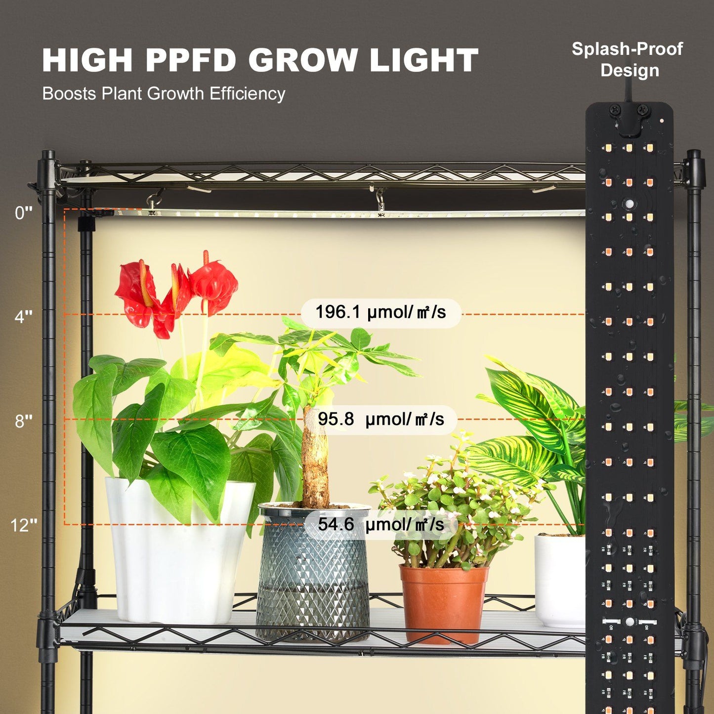 VEVOR Plant Stand with Grow Light, 4-Tier Plant Shelf with 45W Full Spectrum Grow Light, 3 Mode Plant Light with Timer and Wheel for Seed Starting, Metal Grow Light Shelf for Indoor Plants - Discount Msrp