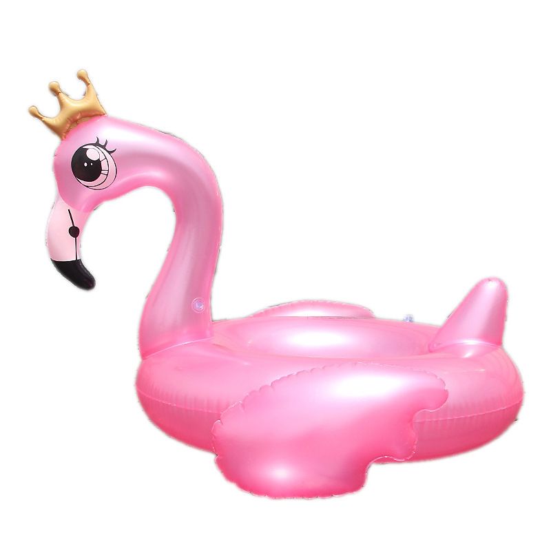 Inflatable Golden Crown Flamingo Swimming Ring; Thickened Floating Row For Kids And Adults Pool Beach Sea Summer - Discount Msrp