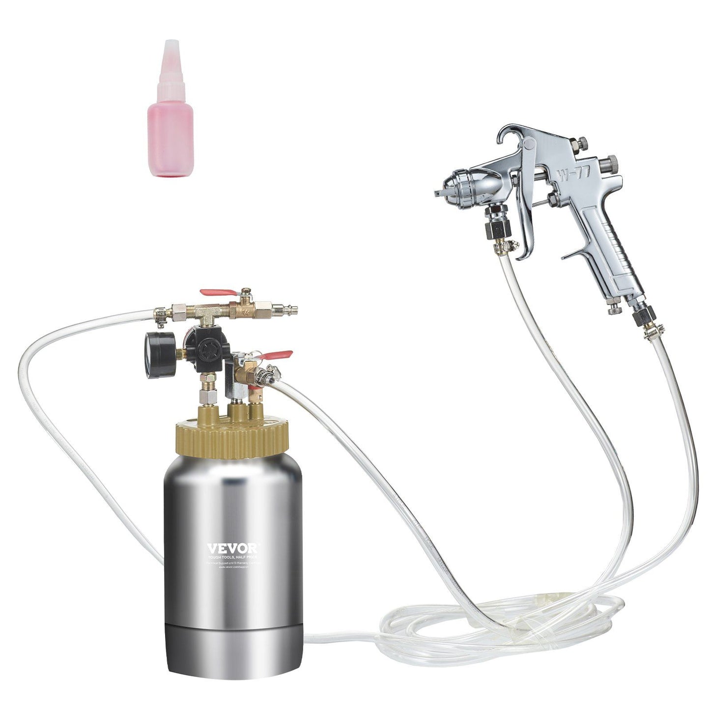 VEVOR 2L/0.5gal Spray Paint Pressure Pot Tank, Lightweight Air Paint Pressure Pot, 1.8mm Nozzle Spray Paint Gun 3m Hoses for Home Decoration Architecture Construction Automotive Painting, 45PSI Max - Discount Msrp