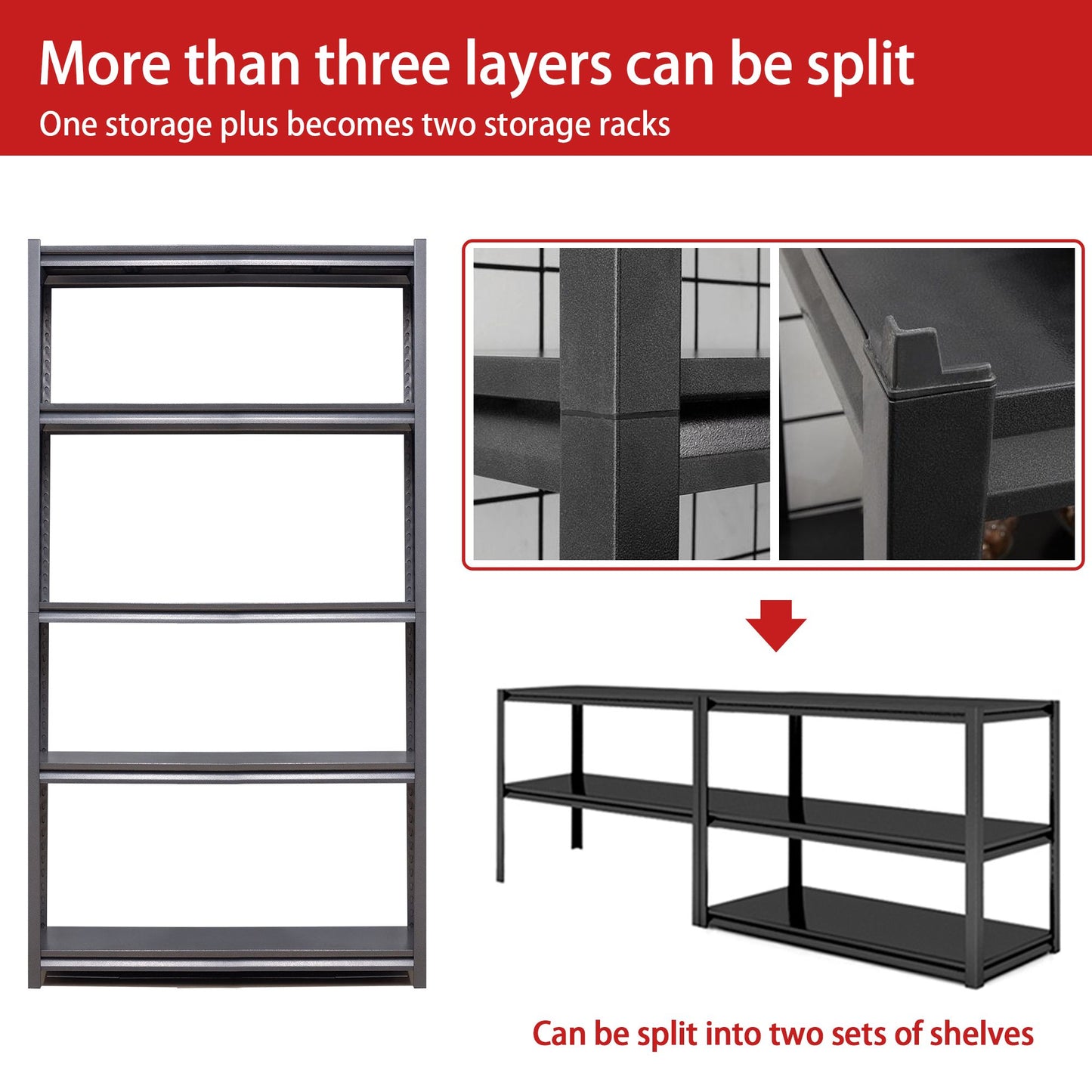 78"H 5 Tier Metal Shelves for Storage Garage Shelving 2000LBS Heavy Duty Storage Shelves Adjustable Garage Shelf Industrial Shelving Unit Storage Utility Rack,47.2"W*18"D*78"H,Black - Discount Msrp