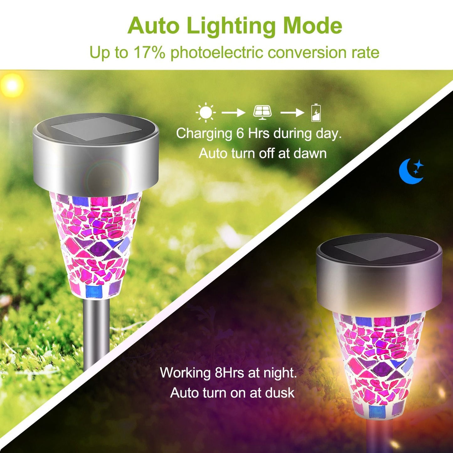 6Packs Solar Garden Lights Outdoor Solar Pathway Lights IP44 Water-resistant Landscape Lights 8Hrs Lawn Lamps for Yard Driveway Walkway - Discount Msrp