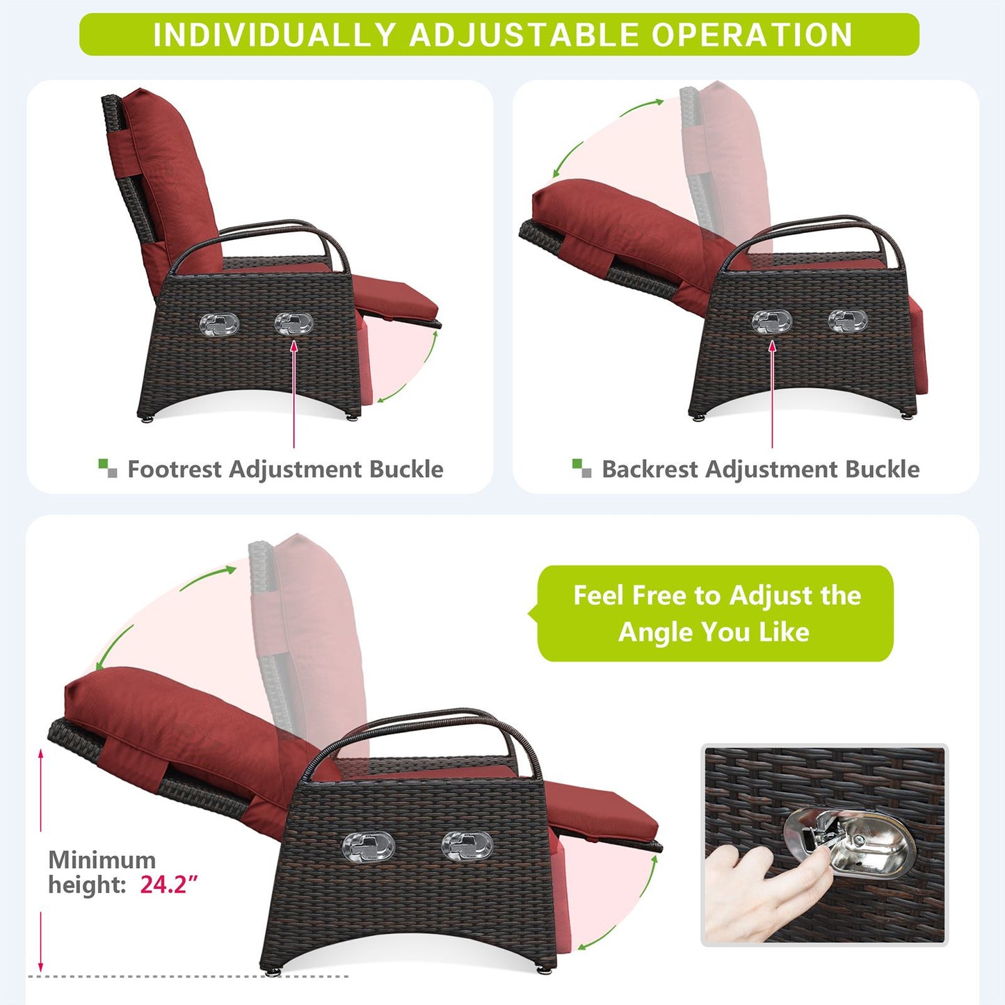 Outdoor Adjustable Wicker Recliner with Flip Table - Discount Msrp