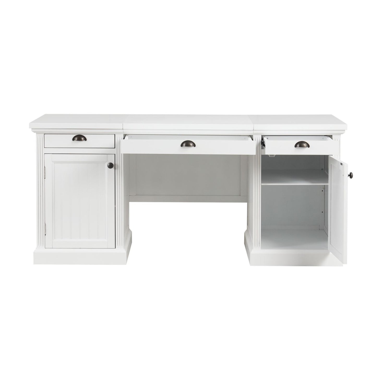 67''Modern Executive Desk,Computer Desk with 2 Storage Cabinet and 3 Drawers, Rectangle Home Office Desk with back ,Reading Desk,Writing Table,Workstation for Home Office,Living Room,study,White - Discount Msrp