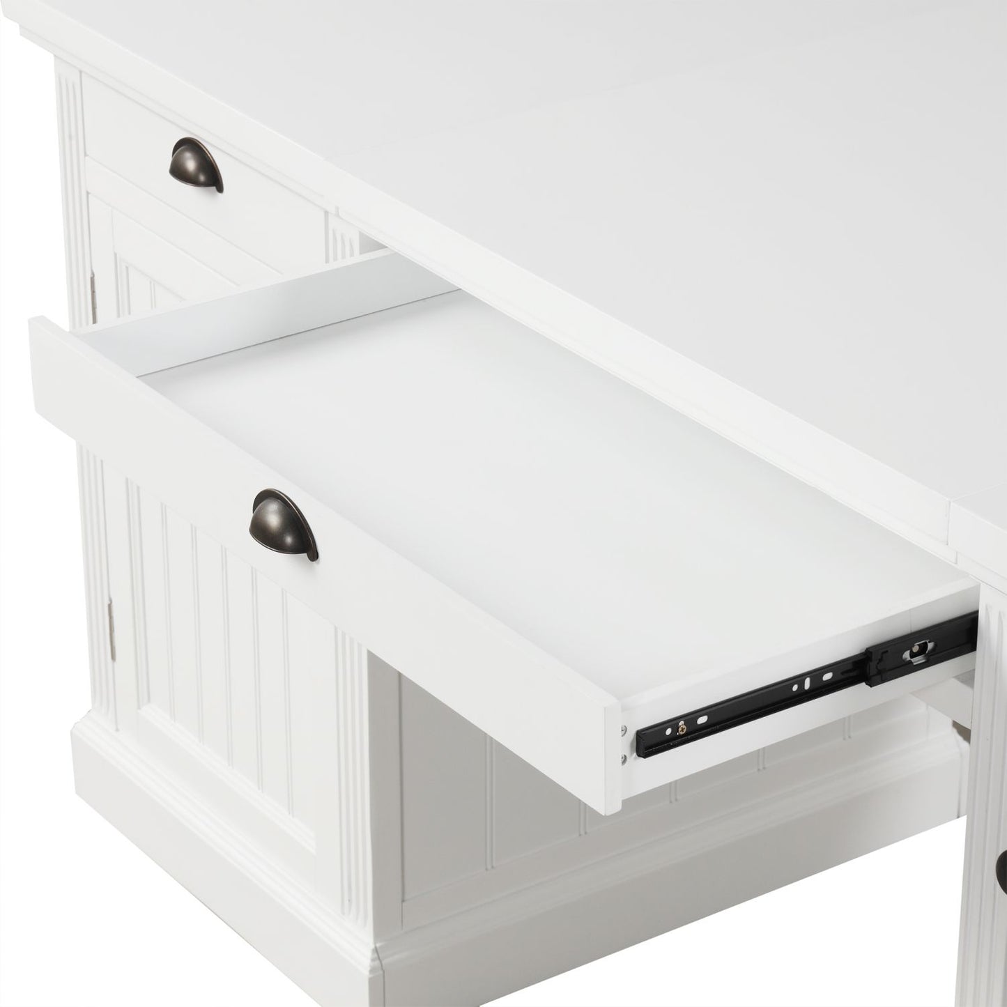 67''Modern Executive Desk,Computer Desk with 2 Storage Cabinet and 3 Drawers, Rectangle Home Office Desk with back ,Reading Desk,Writing Table,Workstation for Home Office,Living Room,study,White - Discount Msrp