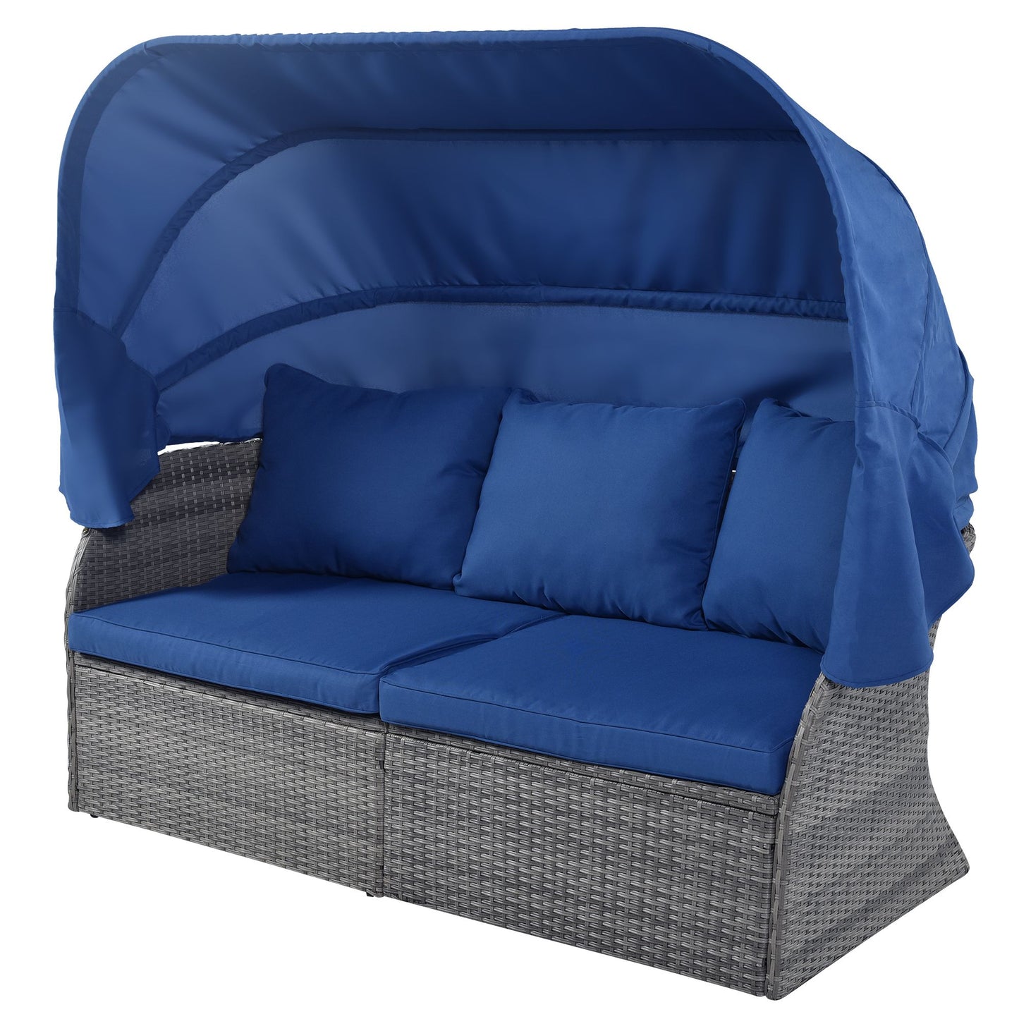 Outdoor Patio Furniture Set Daybed Sunbed with Retractable Canopy Conversation Set Wicker Furniture - Discount Msrp