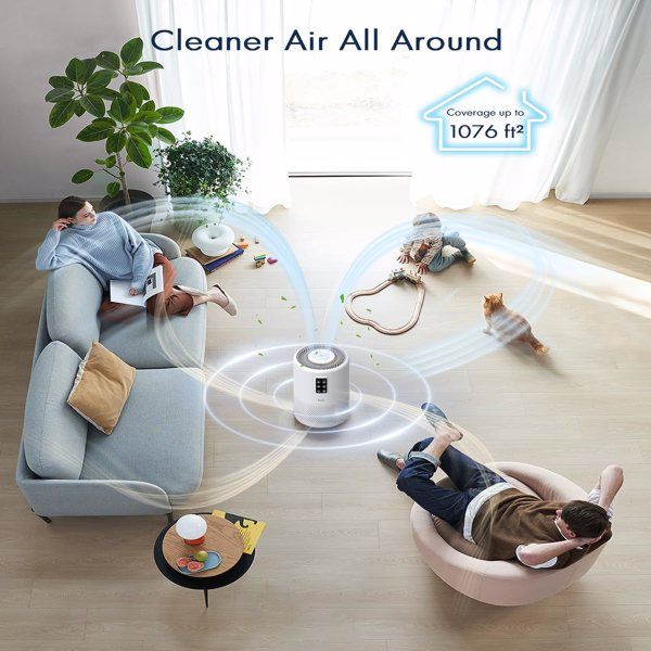 Home large room air purifier with lighting up to 1076ft², VEWIOR H13 True HEPA Air Purifier with Scented Sponge, Sleep Mode, Timer for Wildfire Smoke Pet Dust Pollen Odors (Banned by Amazon) - Discount Msrp