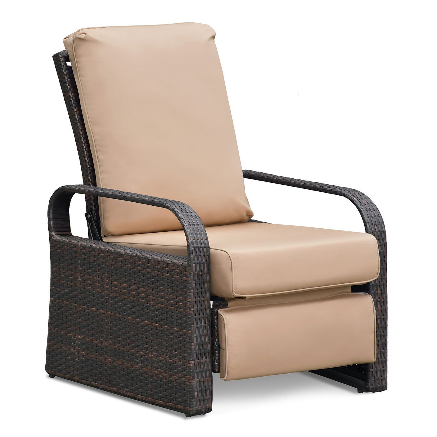 Outdoor Recliner Chair; Automatic Adjustable Wicker Lounge Recliner Chair with 5.12'' Thicken Cushion - Discount Msrp