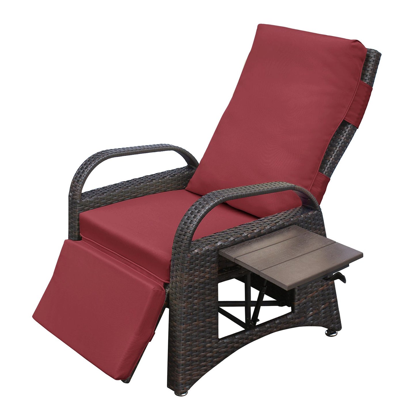Outdoor Adjustable Wicker Recliner with Flip Table - Discount Msrp