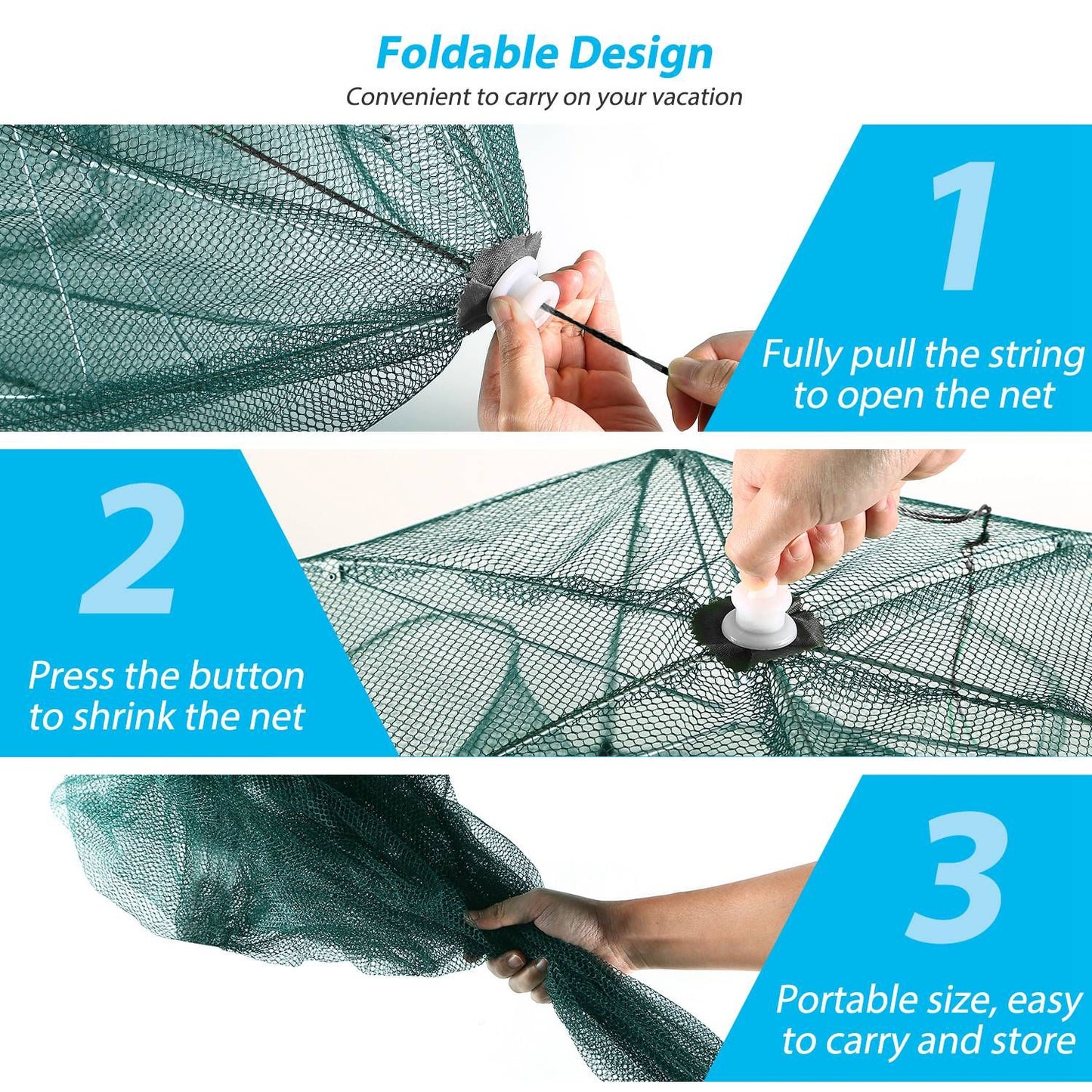 Fishing Trap Net Portable Folded Fishing Bait Trap Shrimp Minnow Crab Bait Net - Discount Msrp