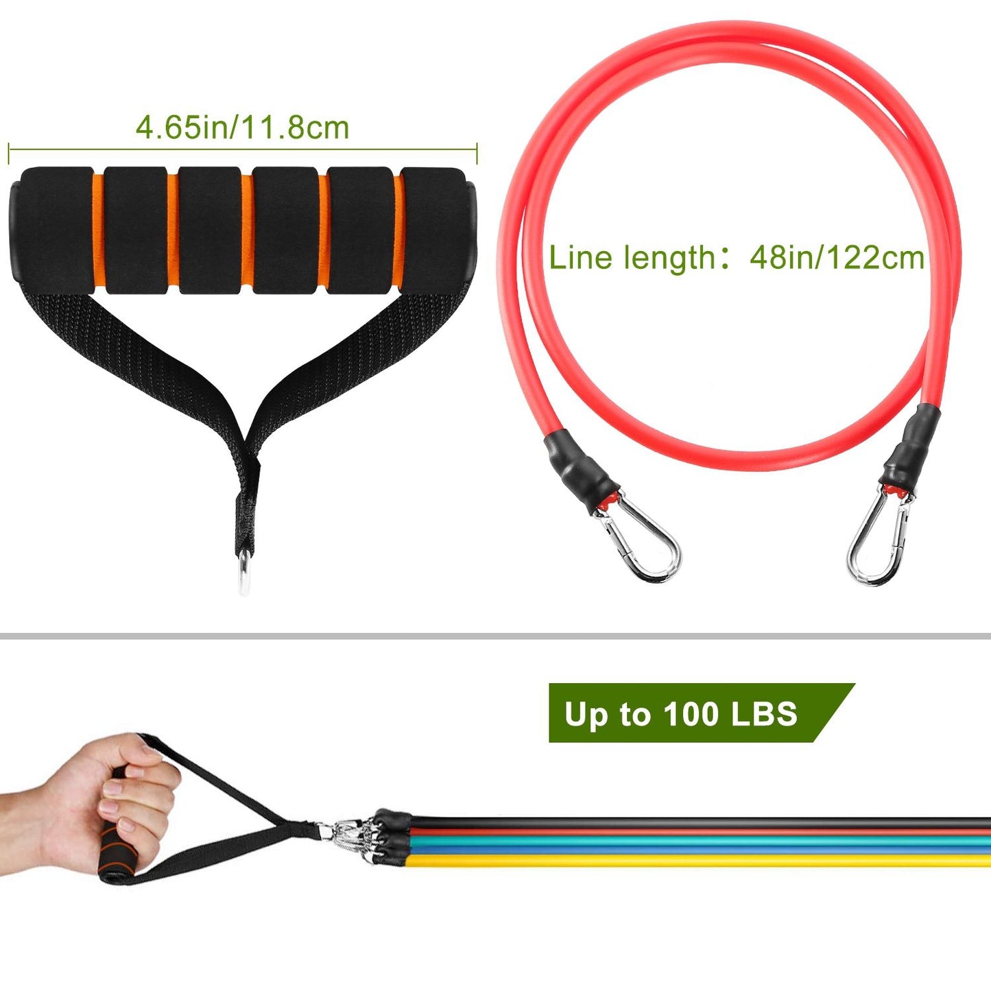 11Pcs Resistance Bands Set Fitness Workout Tubes Exercise Tube Bands Up to 100lbs - Discount Msrp