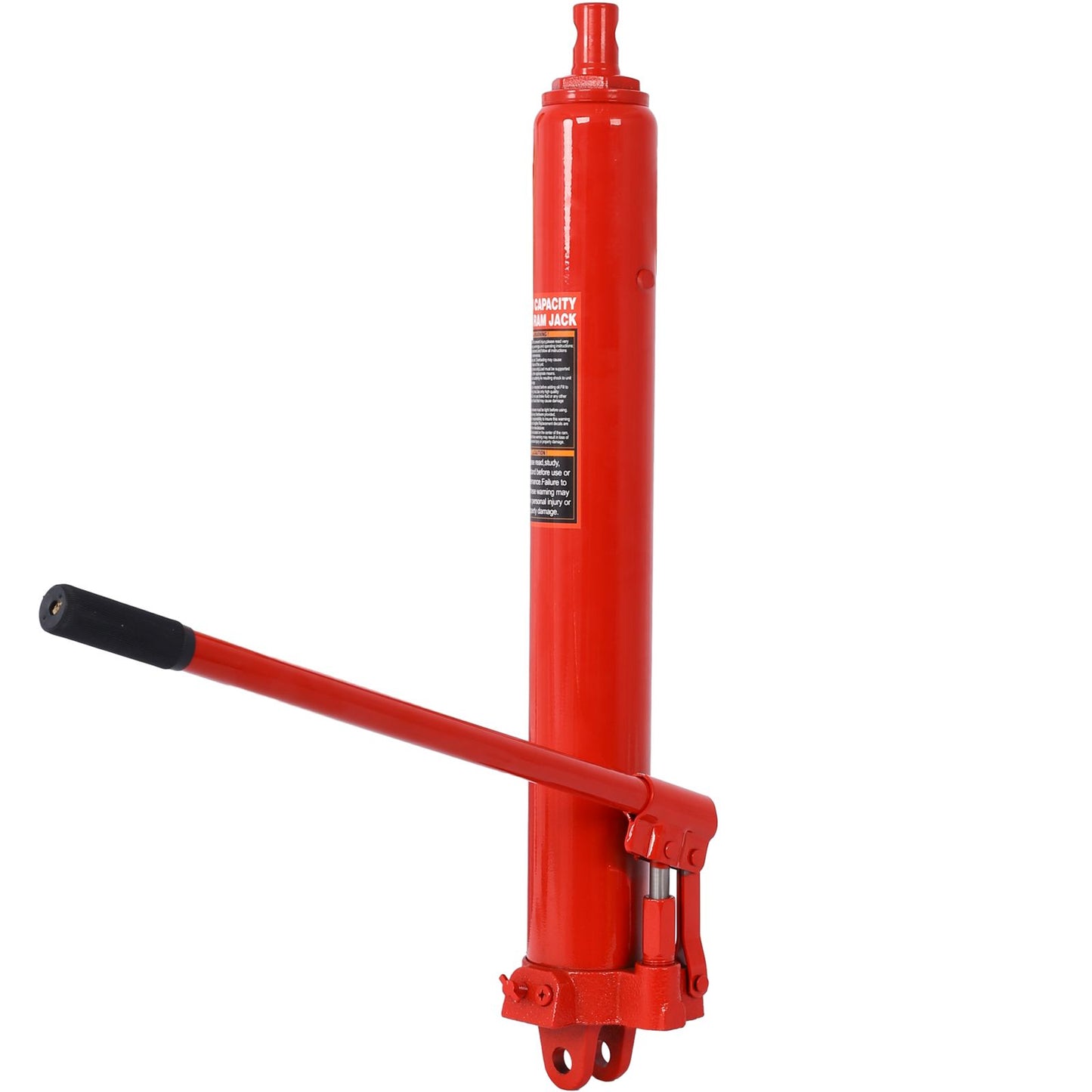 Hydraulic Long Ram Jack with Single Piston Pump and Clevis Base (Fits: Garage/Shop Cranes, Engine Hoists, and More): 8 Ton (16,000 lb) Capacity, Red - Discount Msrp