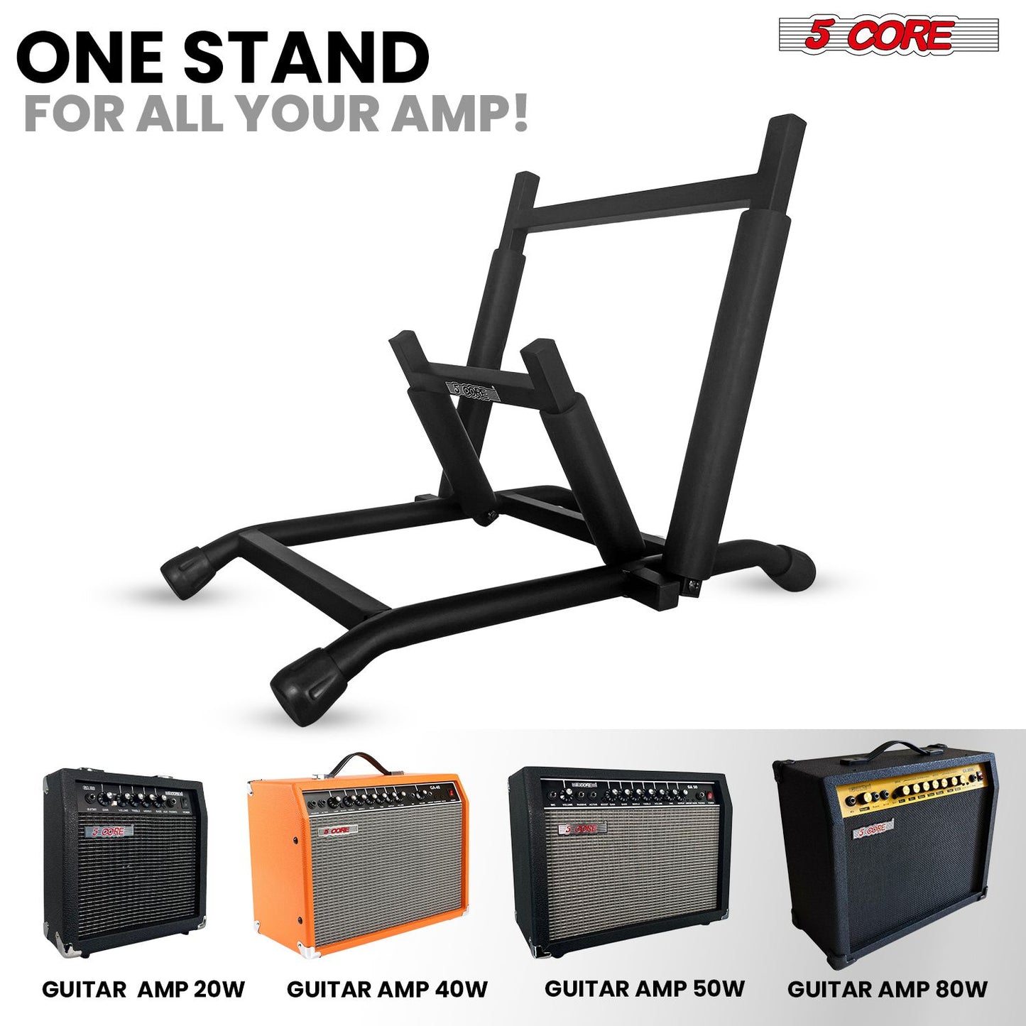 5 Core Amp Stand Heavy Duty Metal Build Adjustable Guitar amplifier Low Profile Folding Collapsible - Discount Msrp