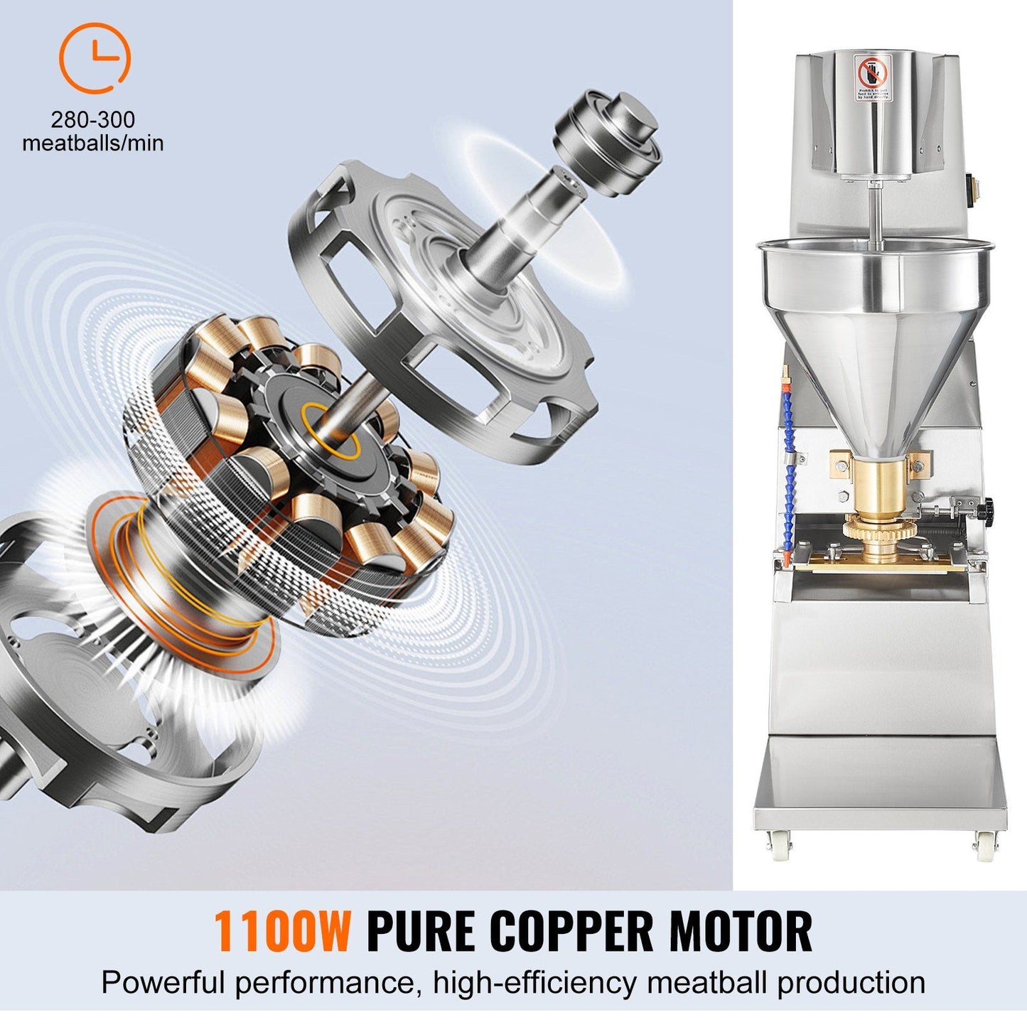 VEVOR Commercial Meatball Forming Machine, 280 PCs/min Automatic Meatball Maker, 1100W Electric Fish Beef Pork Shrimp Ball Making Tool, Stainless Steel Meatball Former with 18/20/22/26/30/32 mm Models - Discount Msrp