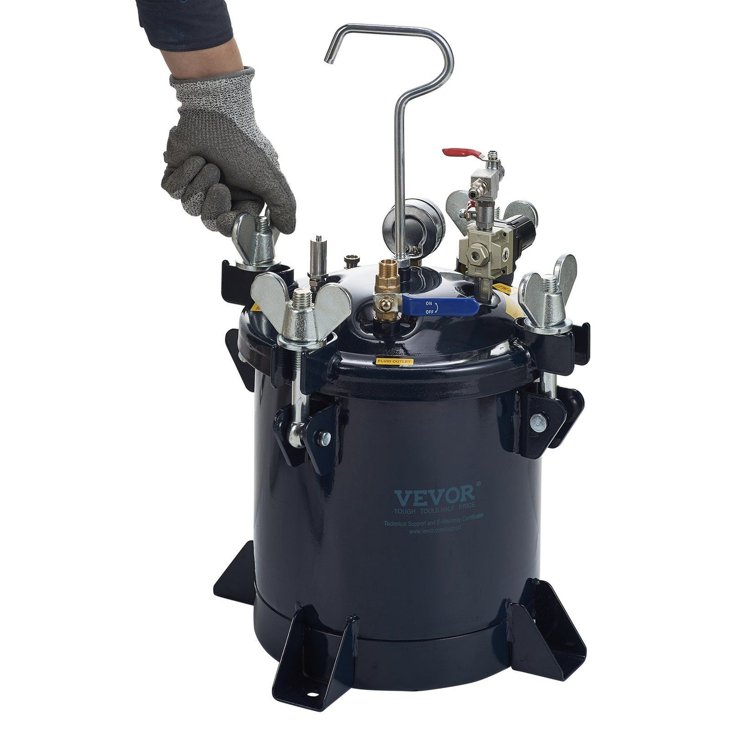 VEVOR 10L/2.5gal Spray Paint Pressure Pot Tank, 70PSI Max Air Paint Pressure Pot, Metal Rack and Leak Repair Sealant for Industry Home Decor Architecture Construction Automotive Painting - Discount Msrp