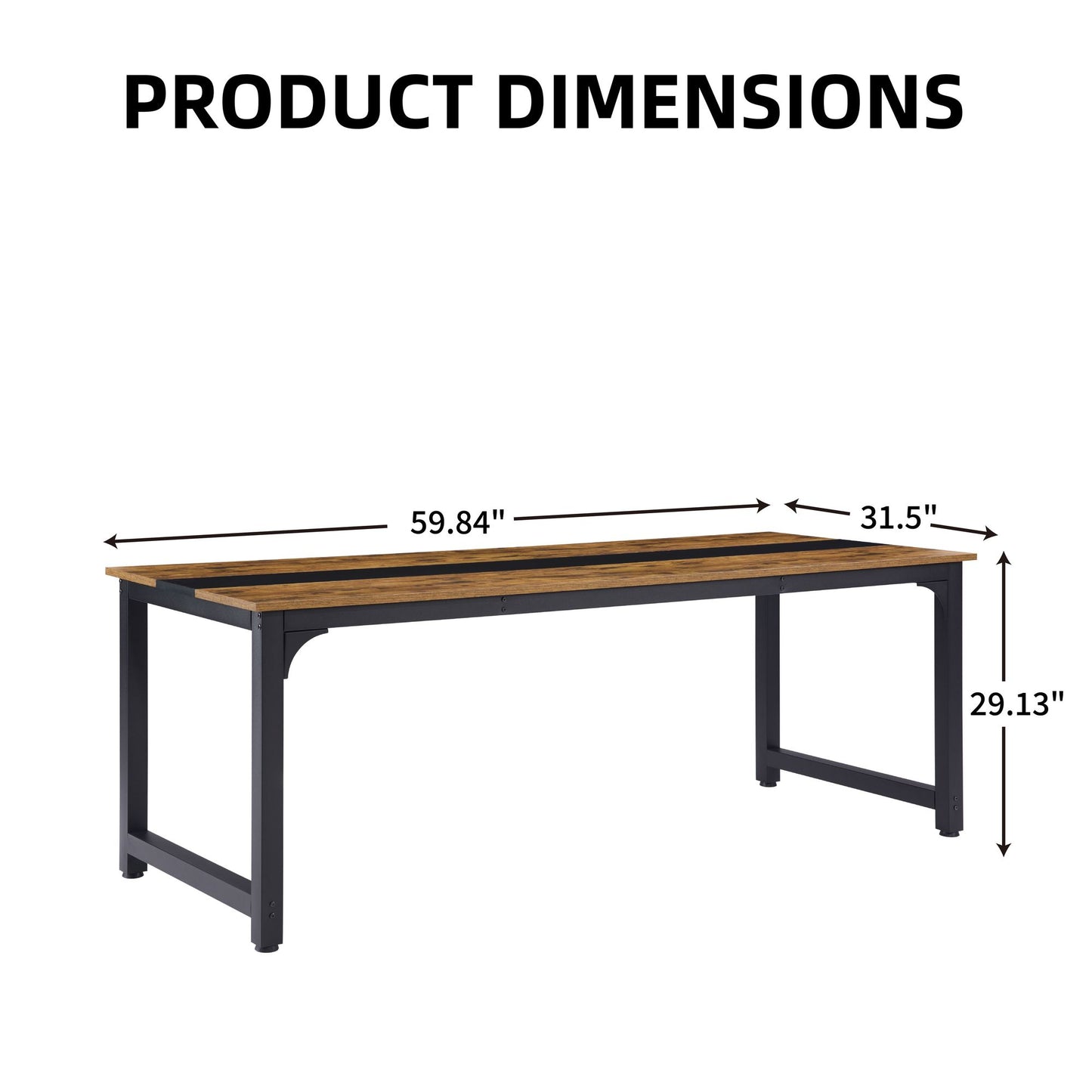 Computer Desk Large Office Desk, 59.8 Inch Gaming Desk Writing Desk Work Desk for Home Office, Study, Modern Simple Wooden Desk, Large Legroom, Metal Frame, Rustic/Black - Discount Msrp