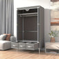 Portable Clothes Closet Rolling Door Wardrobe with Hanging Rack Non-Woven Fabric Storage Organizer with Three Drawer Boxes No-Tool Assembly - 67in*35.4in*17.7in(Gray) - Discount Msrp 