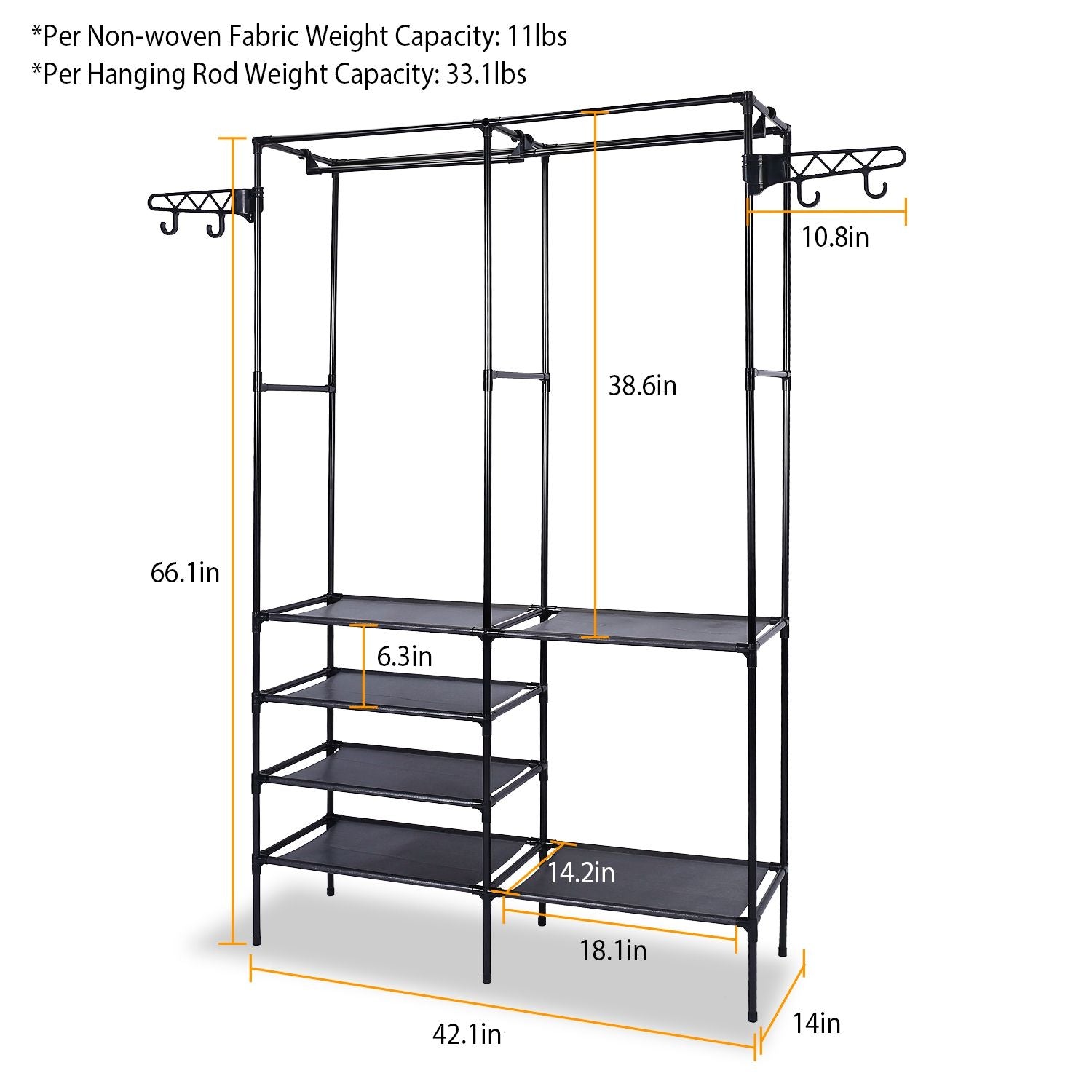 Metal Garment Rack Shoe Clothing Organizer Shelves Freestanding Multifunctional Clothes Wardrobe - Discount Msrp 