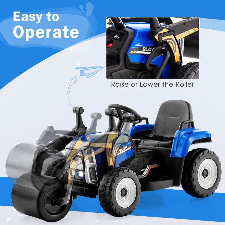 12V Kids Ride on Road Roller with 2.4G Remote Control - Discount Msrp 
