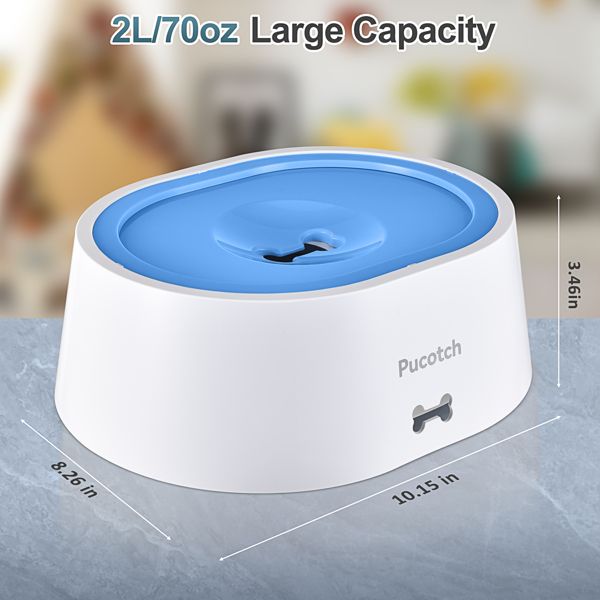 Dog Water Bowl No Spill 2L/70oz Spill Proof Dog Water Bowl Slow Water Feeder for Dogs No Splash Pet Water Bowl Dispenser for Messy Drinkers Vehicle Travel Dog Water Bowl,BPA Free - Discount Msrp 