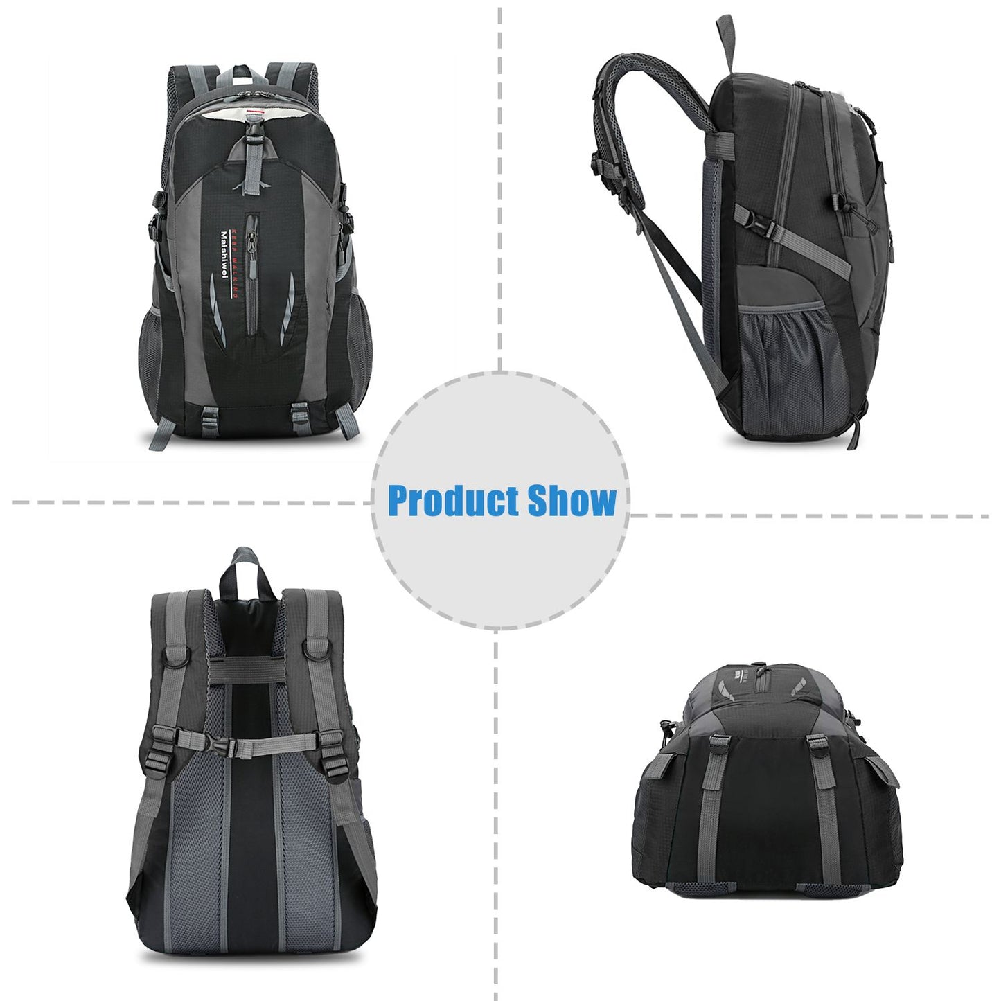 36L Travel Backpack Waterproof Hiking Daypack with Multiple Compartments and Pockets, Nylon Backpack for Camping - Discount Msrp 