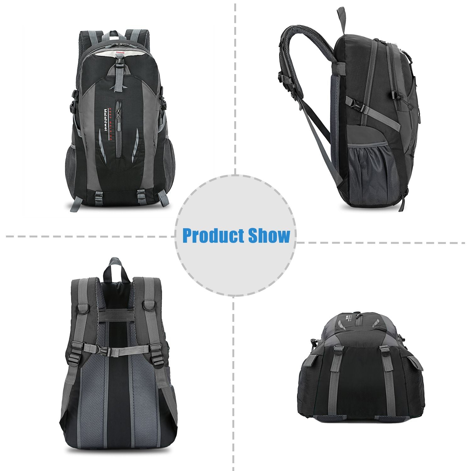 36L Travel Backpack Waterproof Hiking Daypack with Multiple Compartments and Pockets, Nylon Backpack for Camping - Discount Msrp 